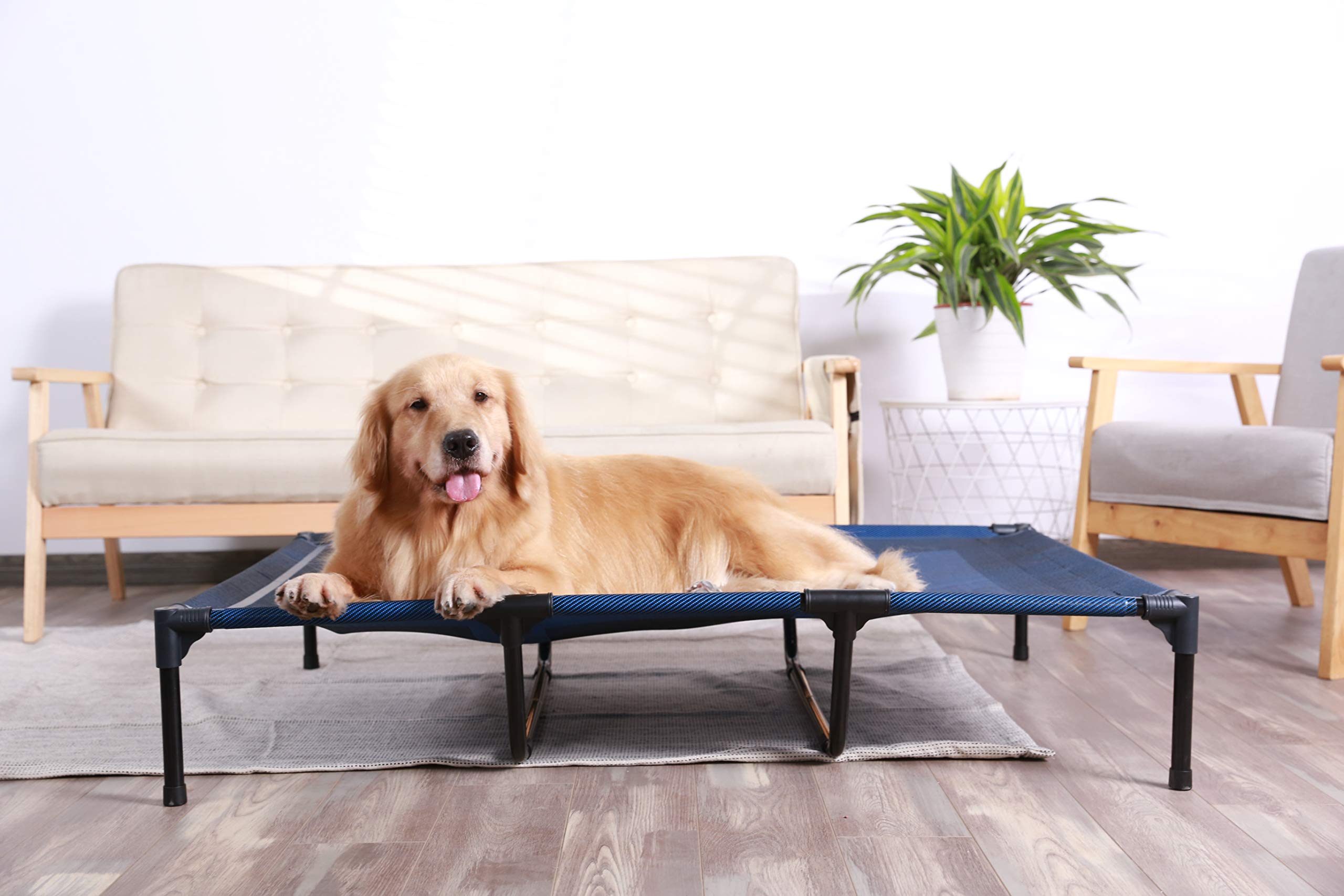 ANWA Letto per cani rialzato di grandi dimensioni, per uso esterno, in Teslin, 122 cm x 91 cm x 23 cm