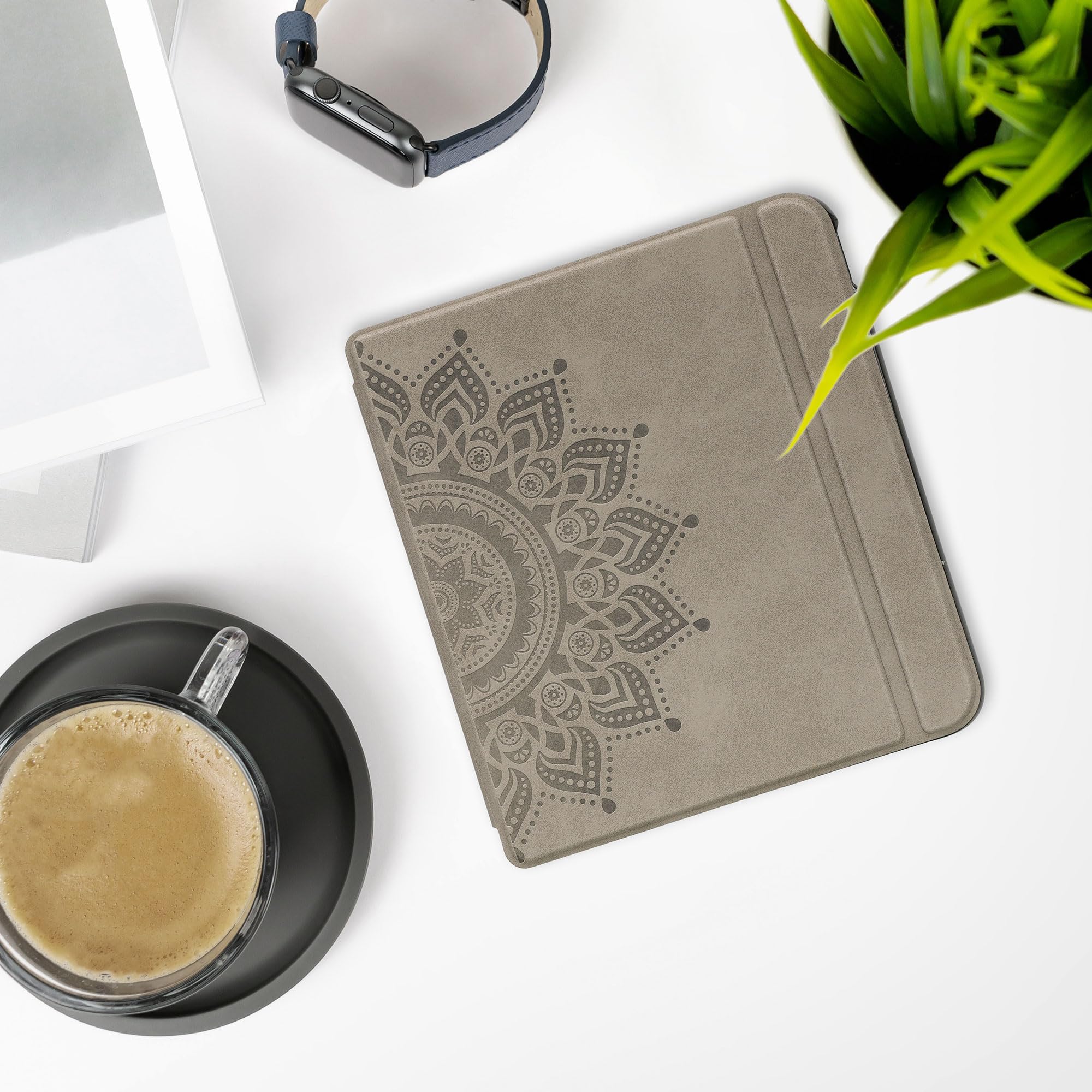 kwmobile Cover for Kobo Libra Colour Case - eReader Cover with auto sleep funktion - Rising Sun with Grey - Image 2