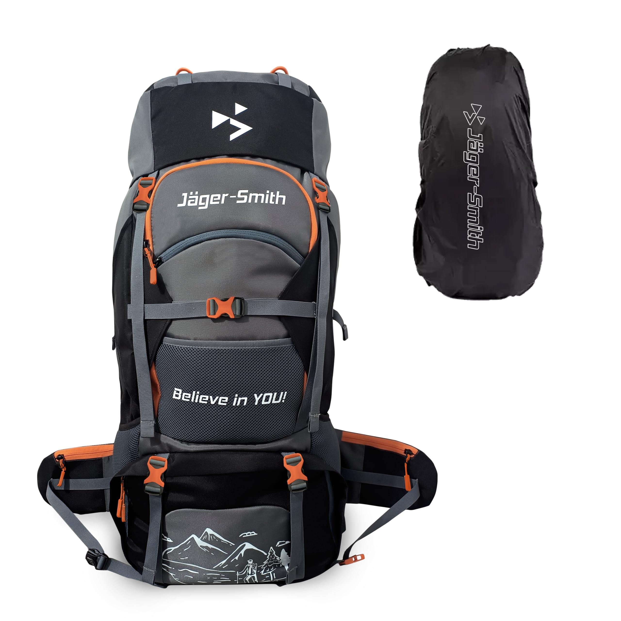 70L Rucksack Bag for Men & Women with Rain Cover, Large Water Resistant Trekking Hiking Bag Travel Backpack, 3 Year Warranty-image-36