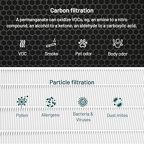 Miniatura 4 de Jafända Filtro de repuesto JF888, paquete de 2 filtros de COV, con carbón activado de 4.4 libras y SP-permanganato granular, elimina formaldehído,