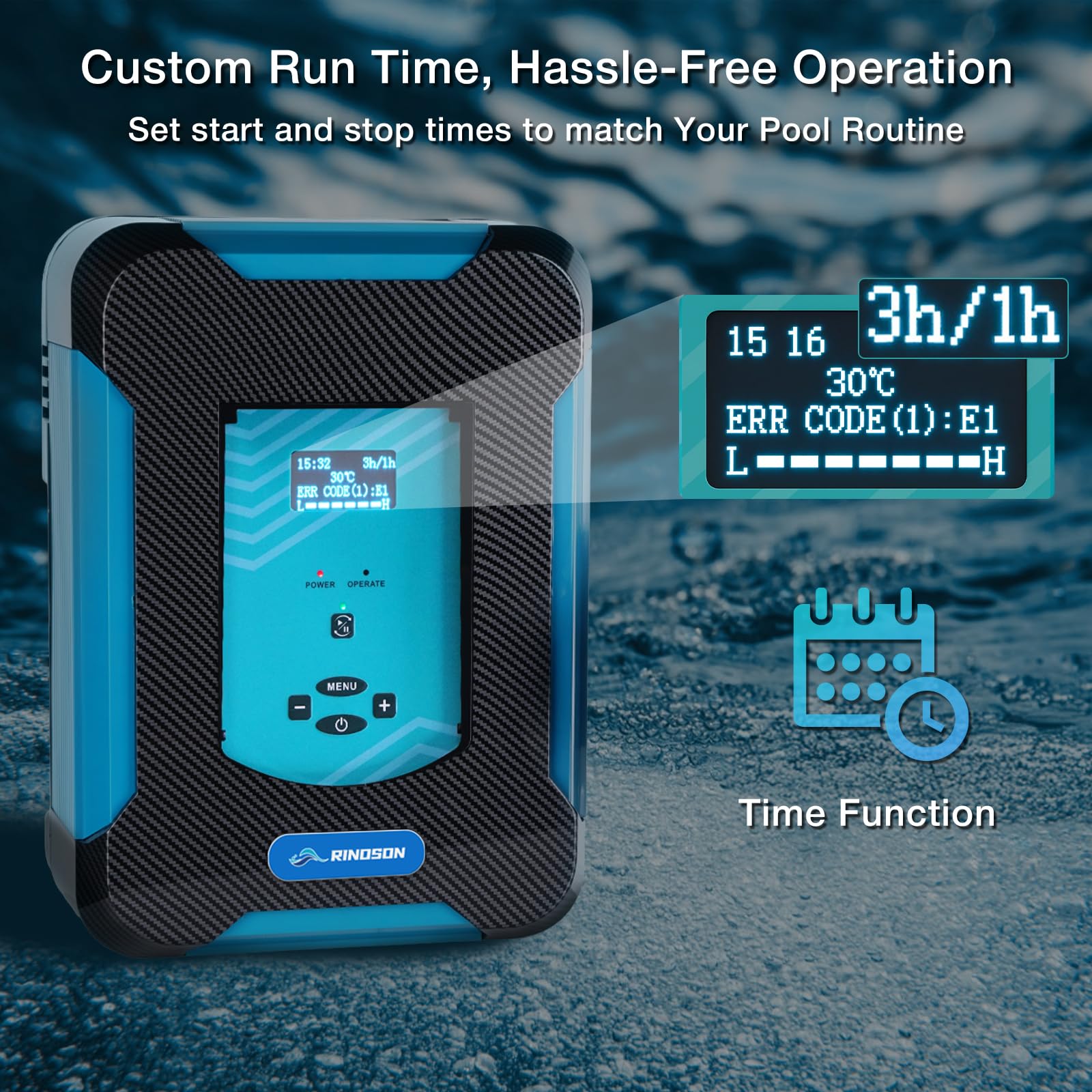 Sistema de clorador de piscina de agua salada con temporizador integrado y celda de titanio extraíble, generador de cloro salado para piscinas enterradas de hasta 37,000 galones