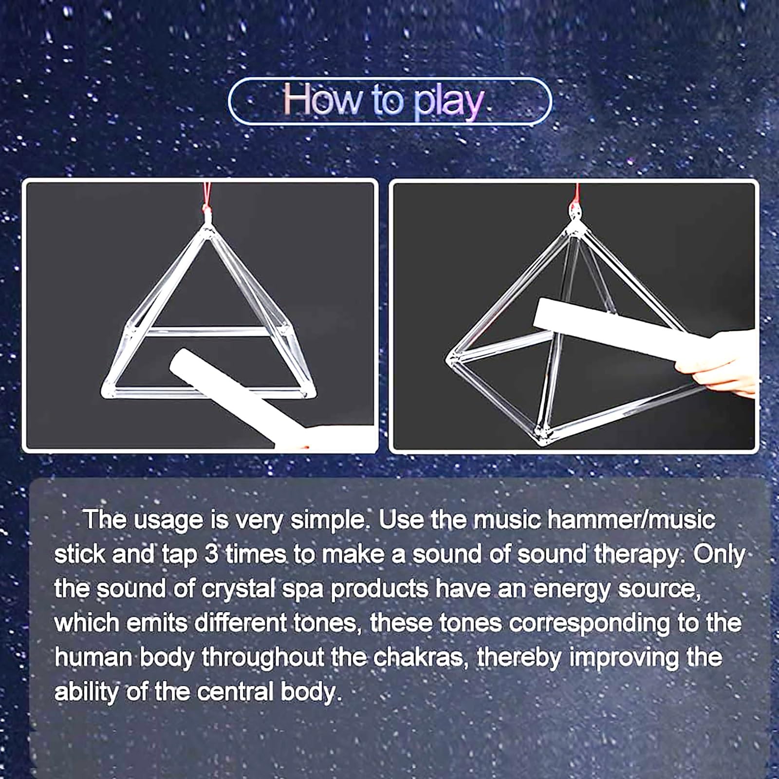 Piramide di Cristallo di Quarzo canterino da 6 a 12 Pollici Strumento di Meditazione Sonora curativa per la Preghiera Riduzione dello Stress Musicoterapia