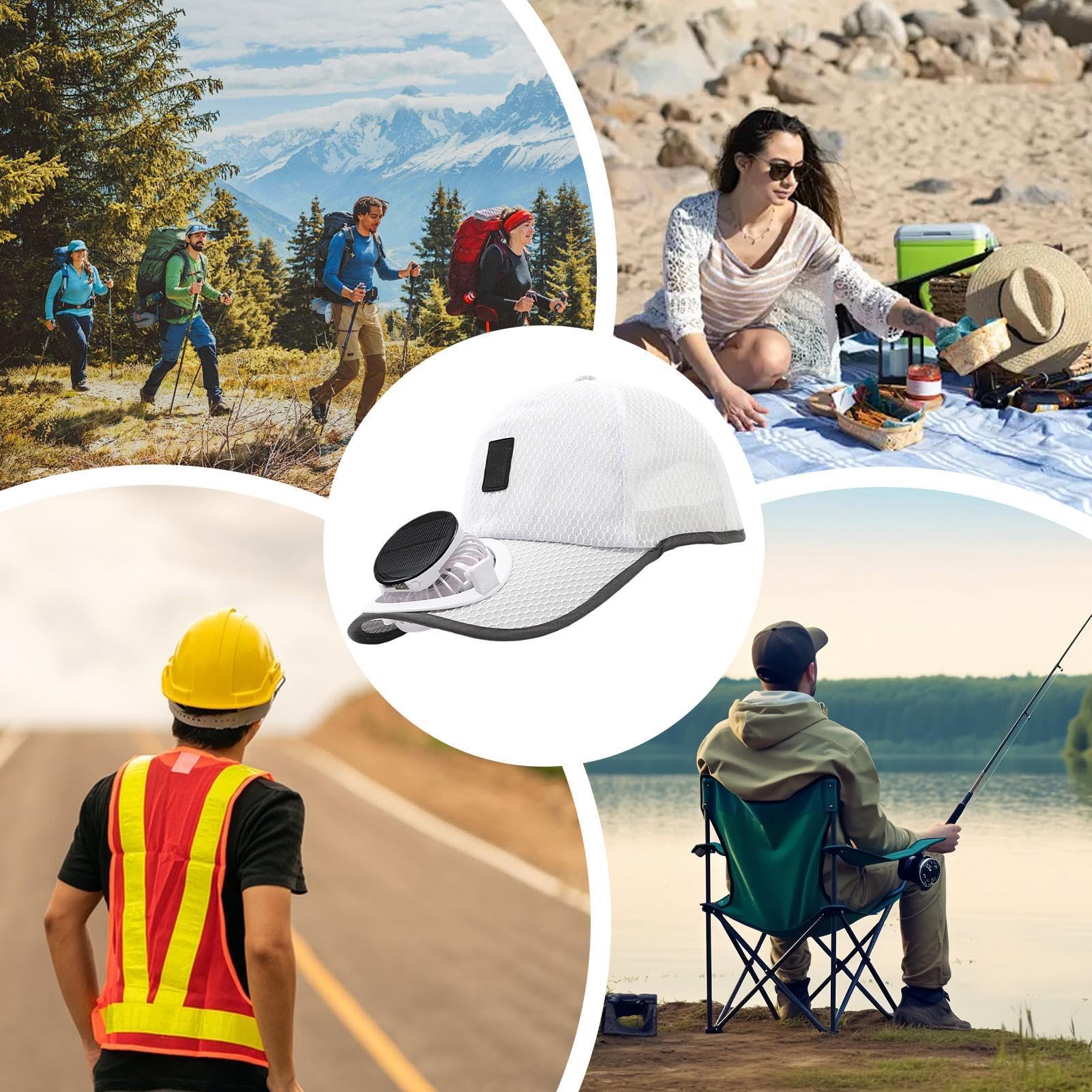 Fan Hat Uomo Donna 3-Velocità 1000mAh USB Ricarica Solare