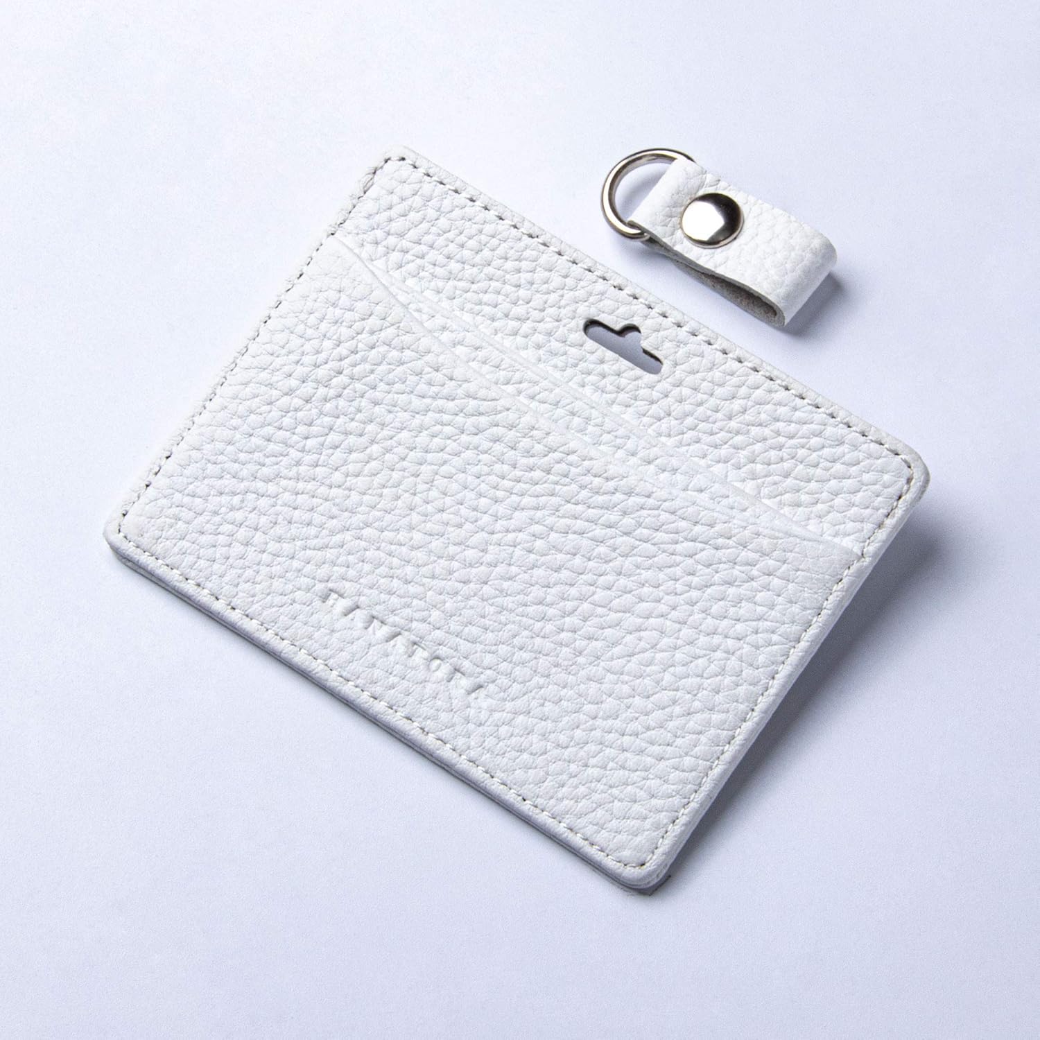 [HANATORA] 本革 IDカードホルダー IDカードケース パスケース 定期入れ カード入れ シュリンクカーフレザー ハンドメイド ギフトにも最適品 薄型 メンズ レディース ユニセックス Edel HCC04 白 ホワイト White