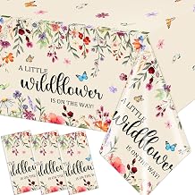 3 Pack Litte Wildflower Baby Shower Tablecloth Disposable Floral Table Cover Vintage Baby in Bloom Baby Shower Tablecloth Decorations for Summer Spring Table Decor