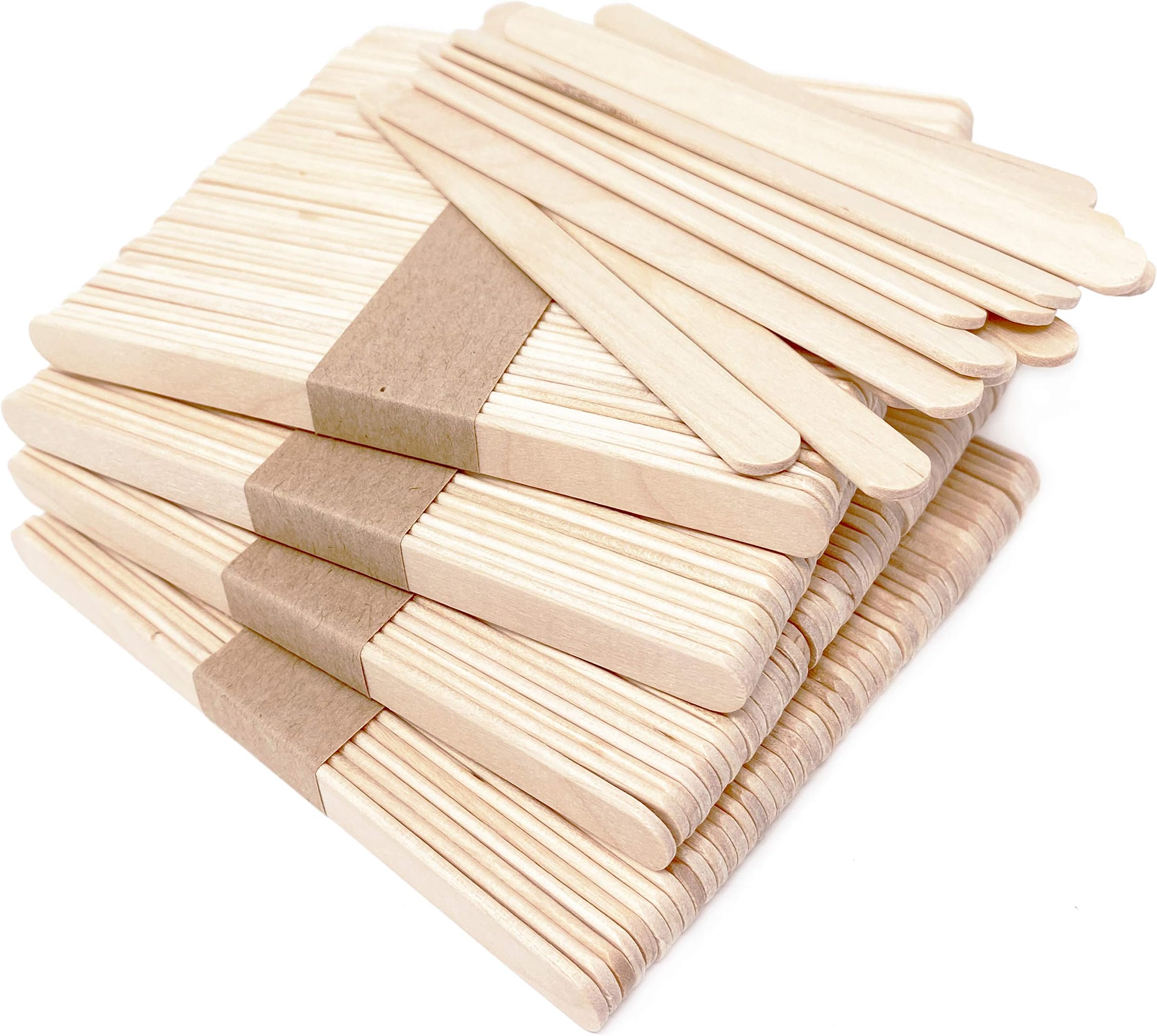 Makerstep 200 Natural Wood Craft, Popsicle Sticks for Crafts 4.5 Inch, Waxing Spatulas, Epoxy Resin Stirring, Ice Cream Candy Making and Garden Markers. Smooth, Splinter-Free, Wooden Wax Sticks