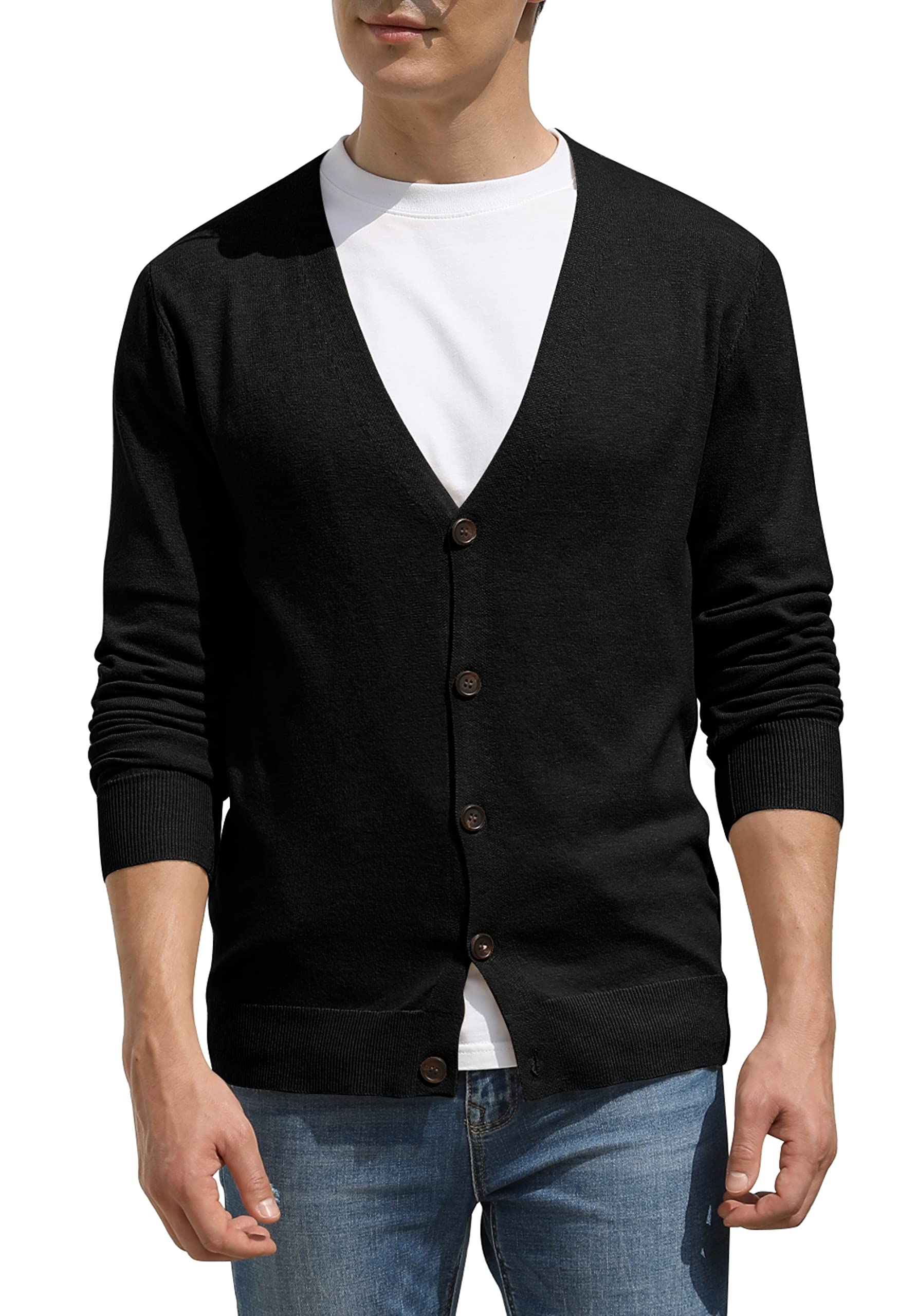 Hisir Strickjacke Herren Pullover V Ausschnitt Leichte Elegant Winterjacke Klassischer Strickjacken mit Knöpfe