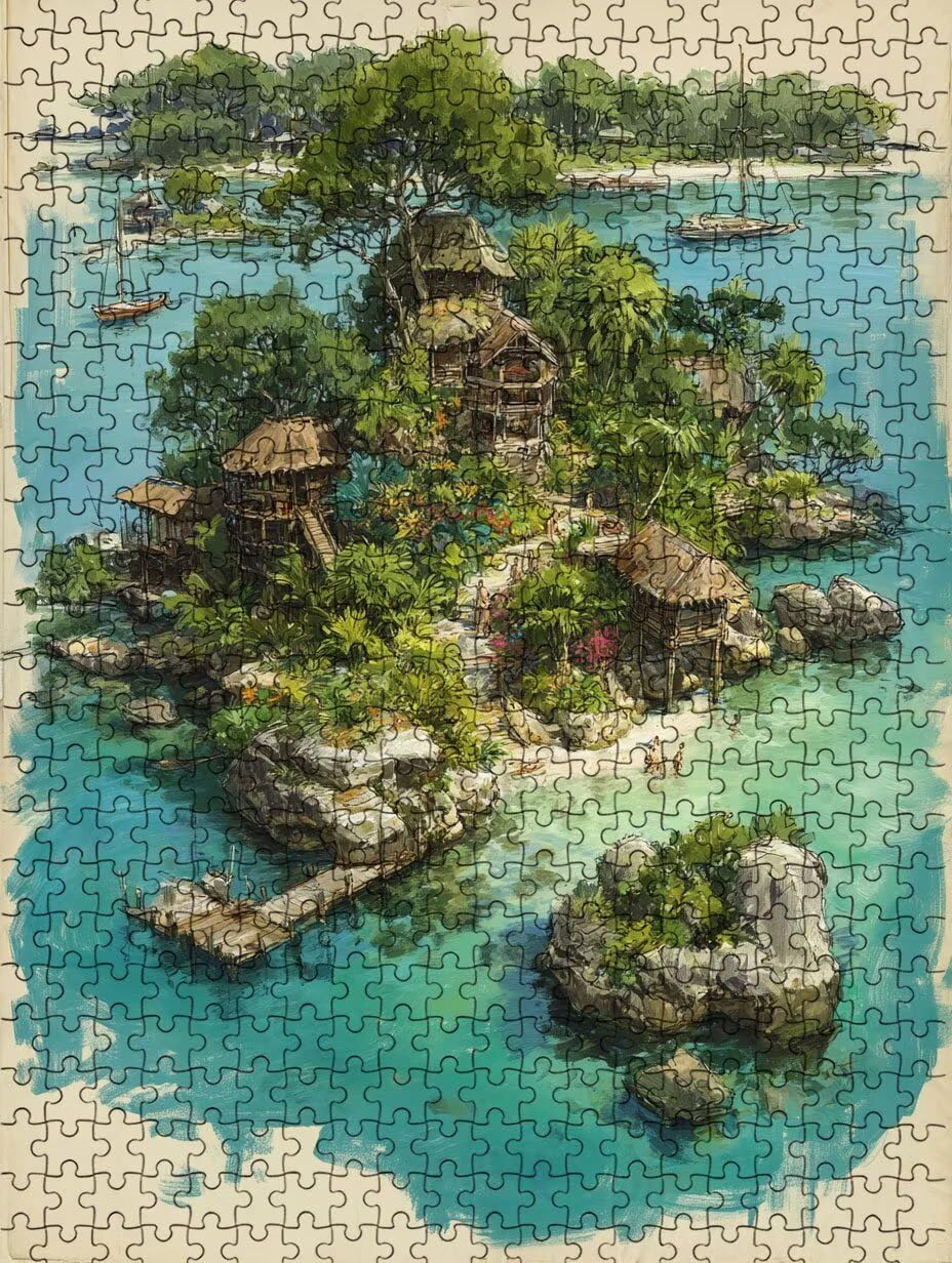 Isola Vista Puzzle 1000 Pezzi, 3D Puzzle per Adulti Impegnativo, Educa Puzzles Artistico, Divertente E Stimolante Puzzles Decorativo per La Famiglia, Regalo e Decorazione Pareti FNKL6-1031