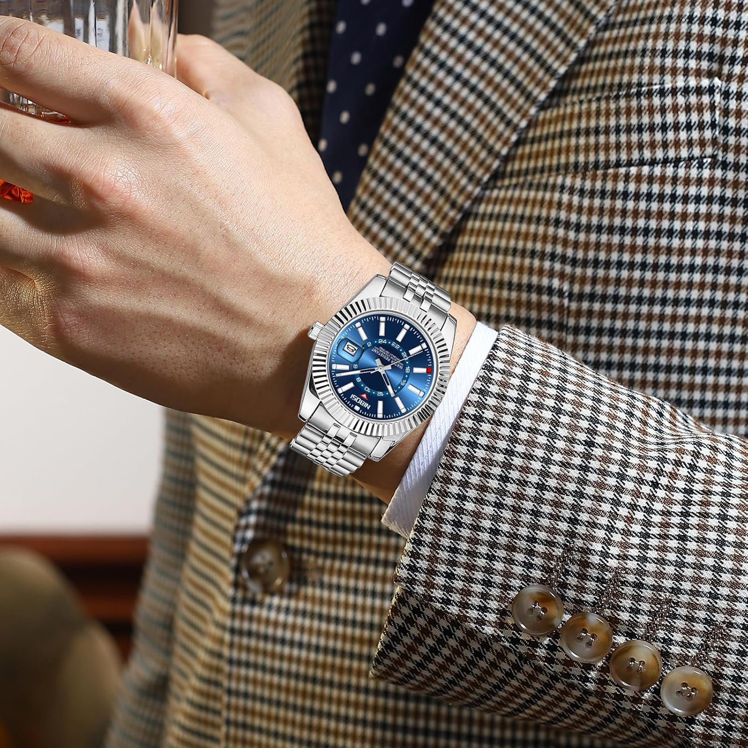 NIBOSI Watches for Men Analog Quartz Stainless Steel Dial with Date Waterproof Business Classic Luxury Dress Mens Wrist Watches - Image 7