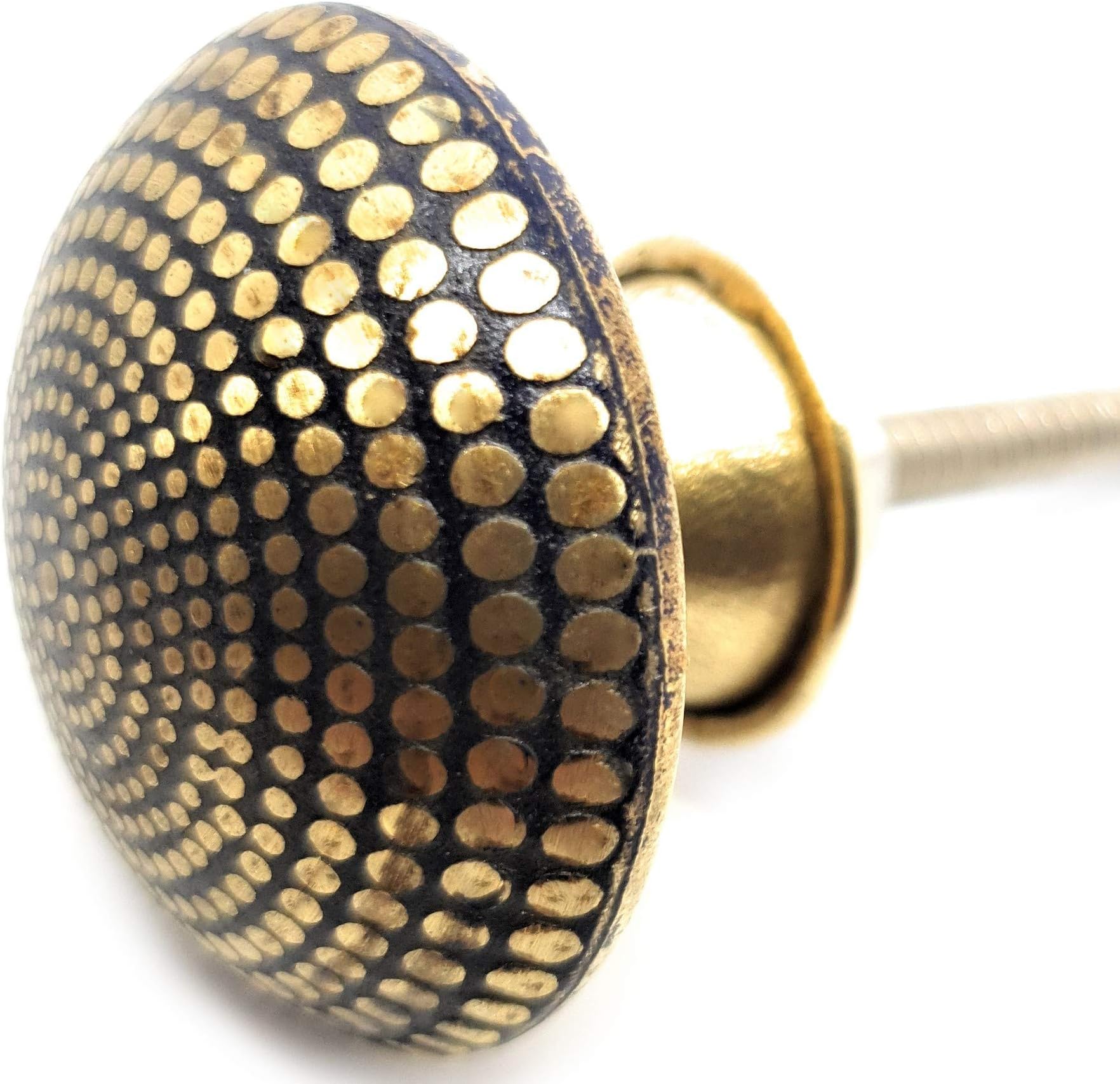 French Furniture Fittings Set of 6 Antiqued Brass Dimple Knobs - Kitchen Cabinet Pulls, Cupboard, Chest, Furniture, Drawer Handles - Easy Install Vintage Shabby Chic 38mm by FFF