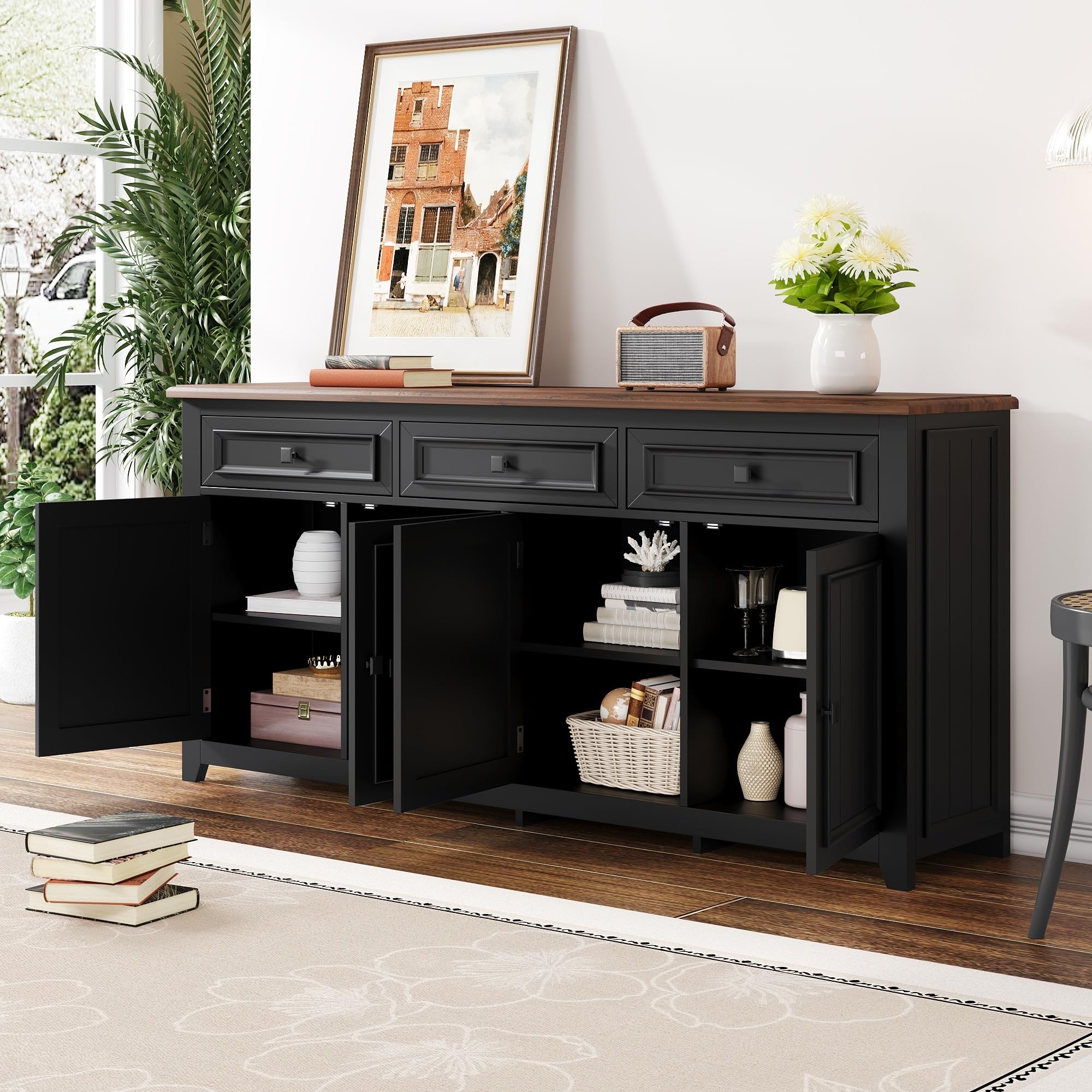 Wiuzo Modern and Simple Credenza moderna per armadio e credenza a buffet per soggiorno, 160 L x 35 B x 76 H (credenza)