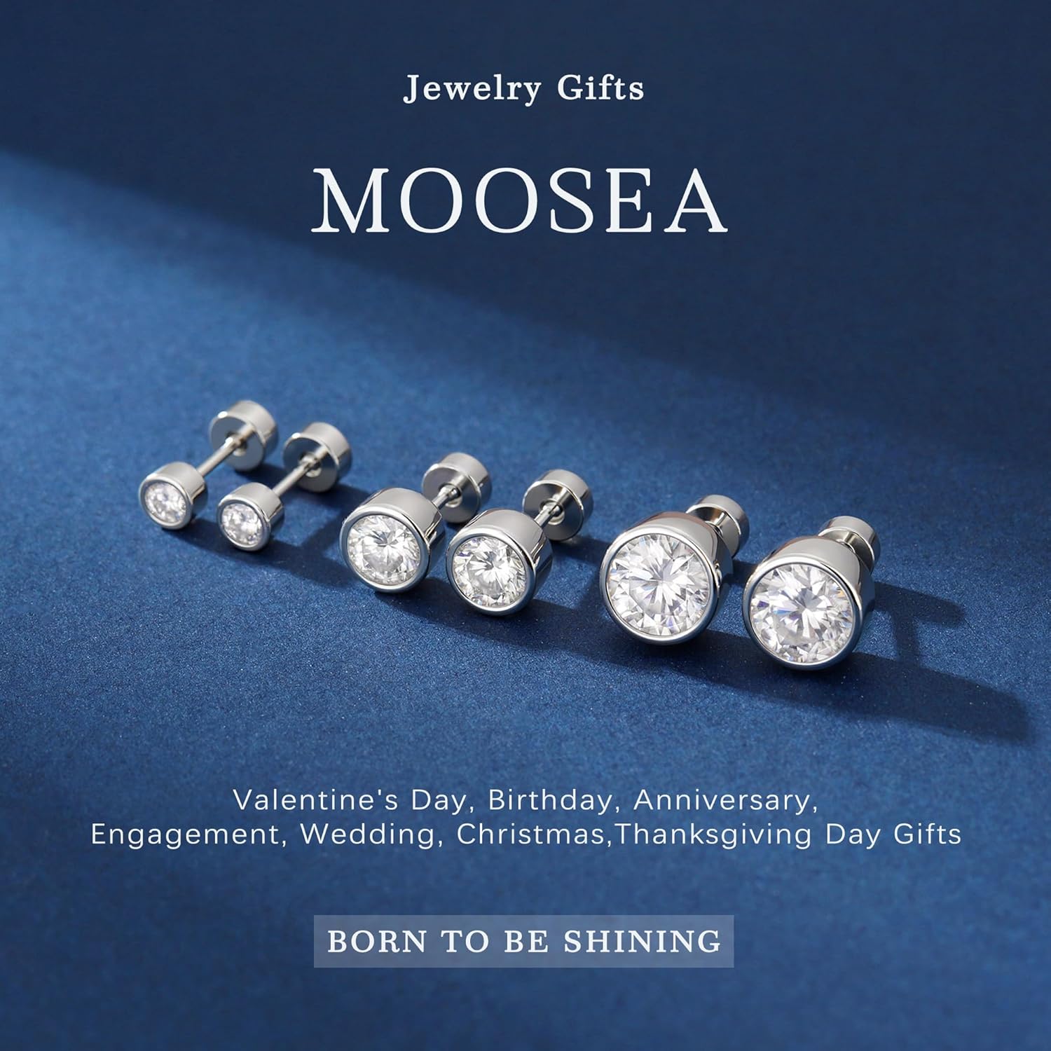 MOOSEA 0.2-2ct Moissanite Flat Back Earrings, Moissanite Earrings Screw Back, 925 Sterling Silver Earring for Women Men - Image 7