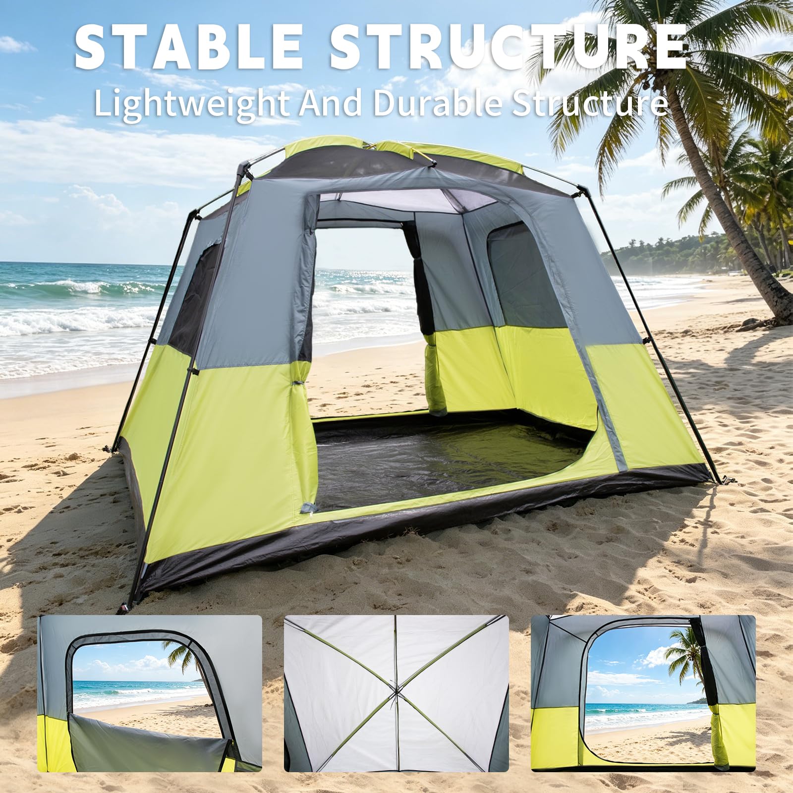 DanCoom Tente 4/6 personnes, montage facile, imperméable, avec protection contre la pluie, grande tente familiale portable double couche pour camping, arrière-cour, extérieur et randonnée - 300 x 270