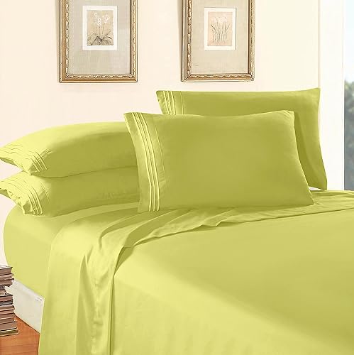 Vista 48 de Elegance Linen® - Juego de sábanas de 4 piezas, resistente a las arrugas, 1500 hilos, ultrasuaves, esquinas tipo bolsillos profundos de hasta 16