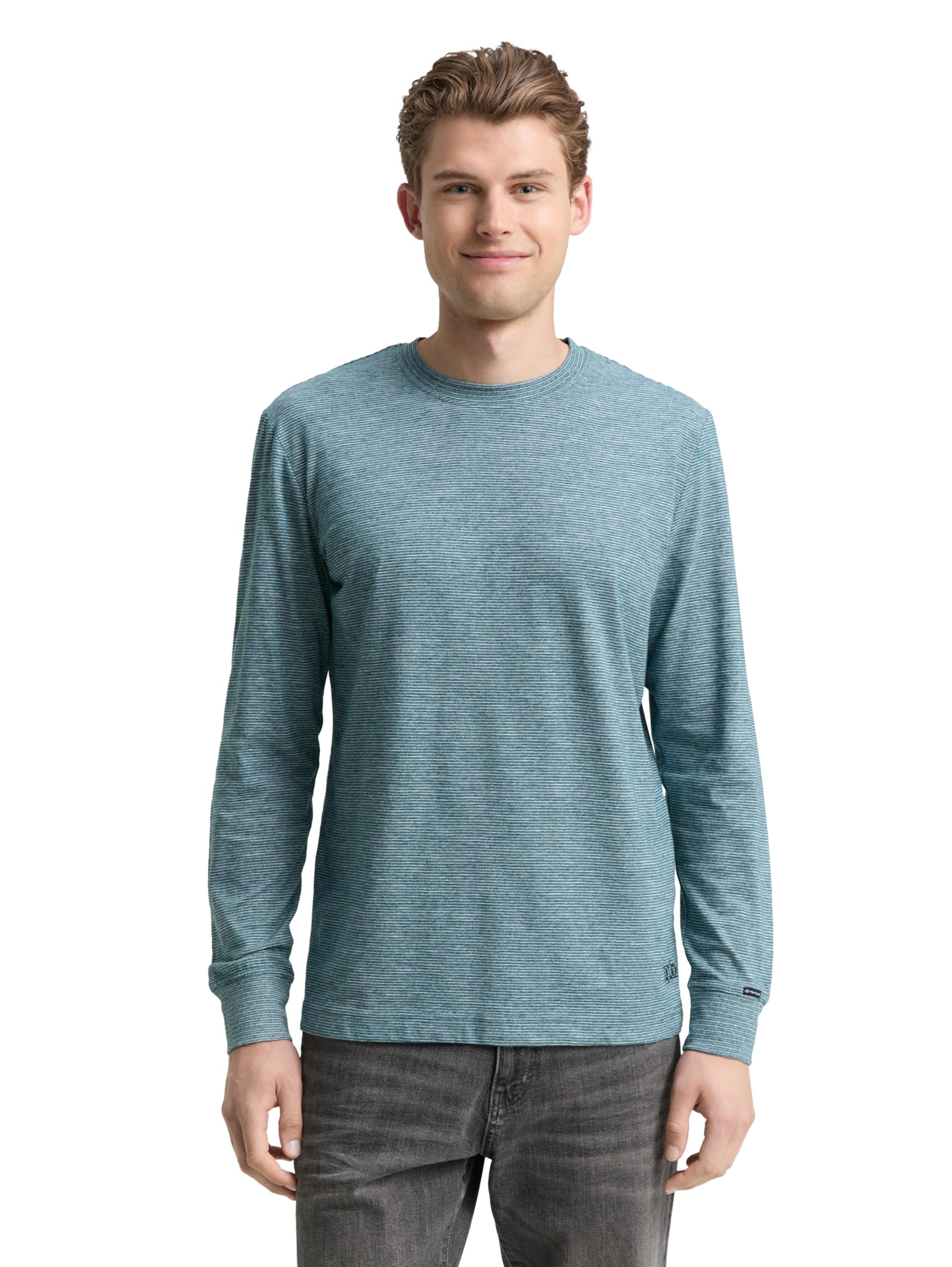 TOM TAILOR Herren 1048631 Langarmshirt mit Streifenmuster