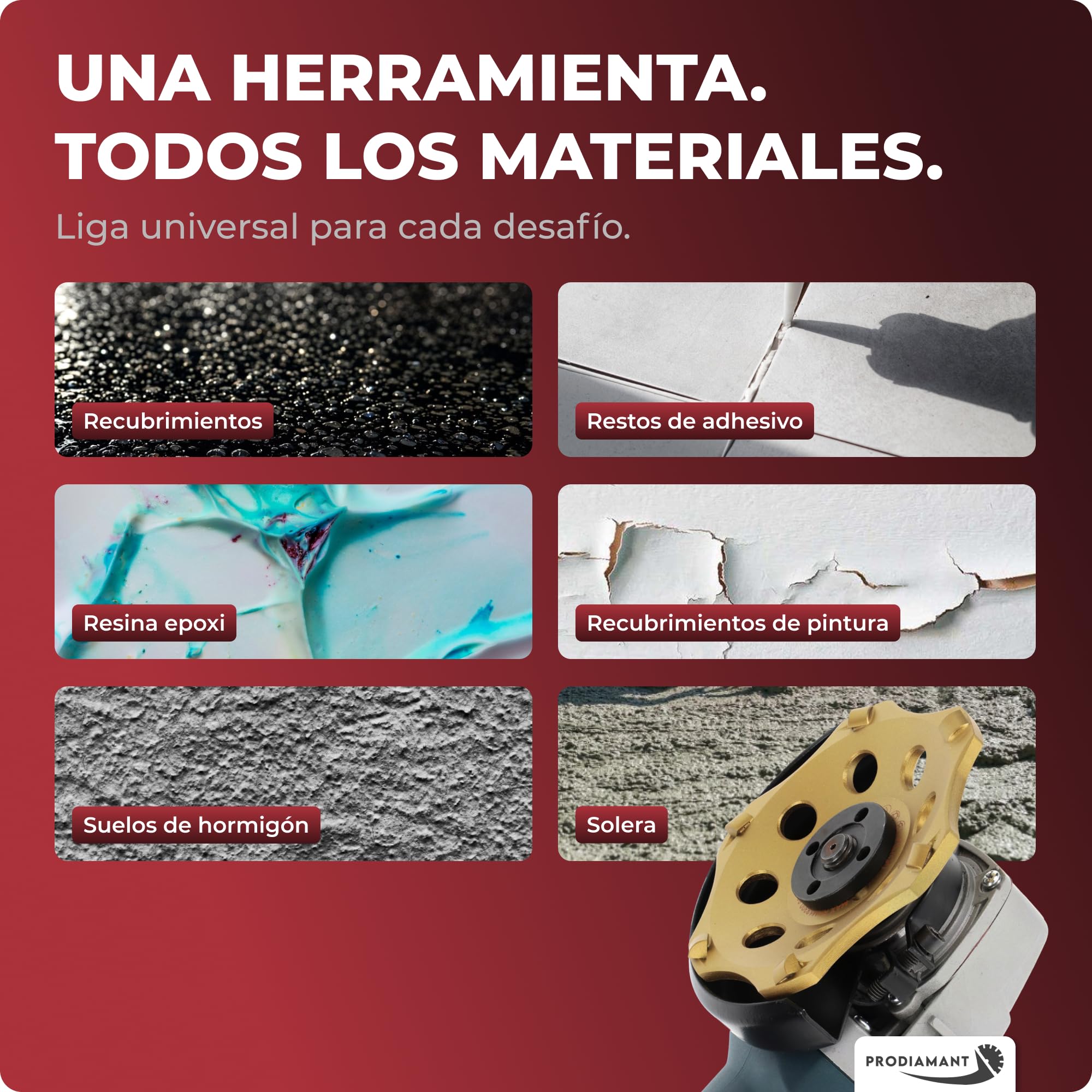 PRODIAMANT PKD - Muela de diamante de 150 mm para amoladora angular de hormigón, 6 segmentos para hormigón, pavimento y revestimientos adhesivos