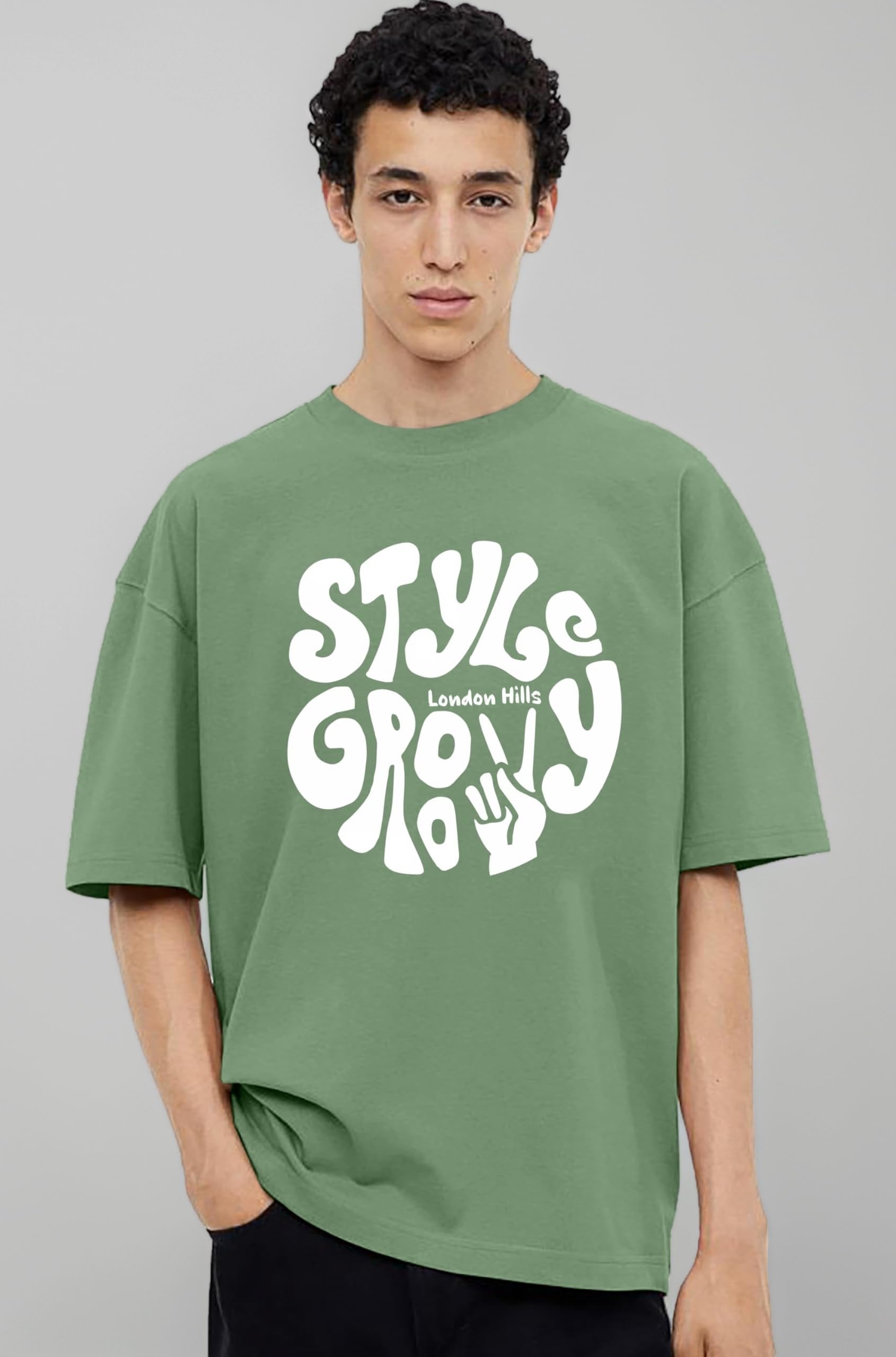 Men's Cotton Oversized Fit Casual Printed Round Neck, Oversized Longline Drop Shoulder Boho Style T-Shirt