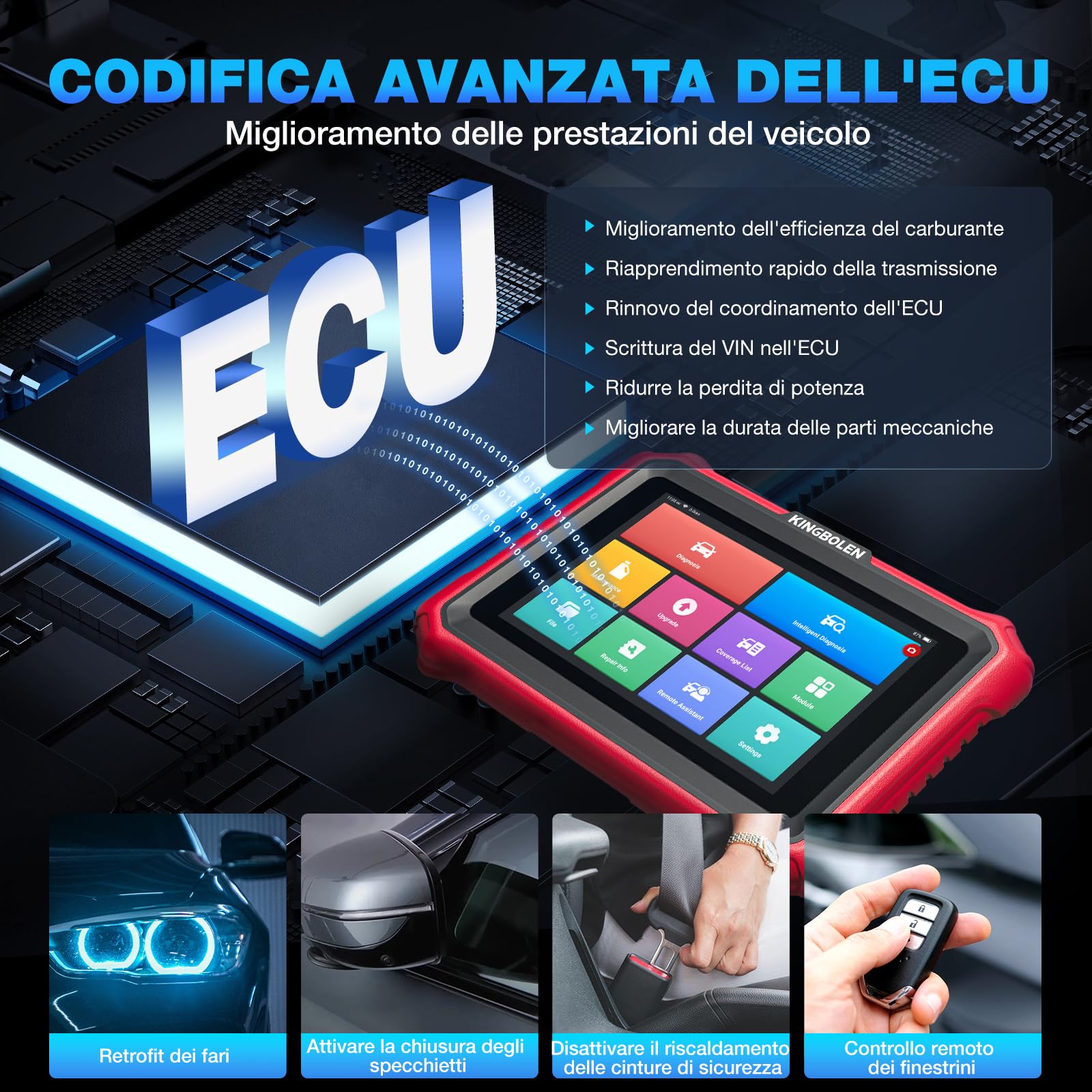 KINGBOLEN K8 Elite Diagnosi Auto in Italiano, Bidirezionale OBD2 Auto Diagnostica, Codifica ECU online, Diagnostica avanzata del sistema, 42+ Reset, FCA SGW, CANFD&DOIP, Aggiornamento Gratuito a Vita