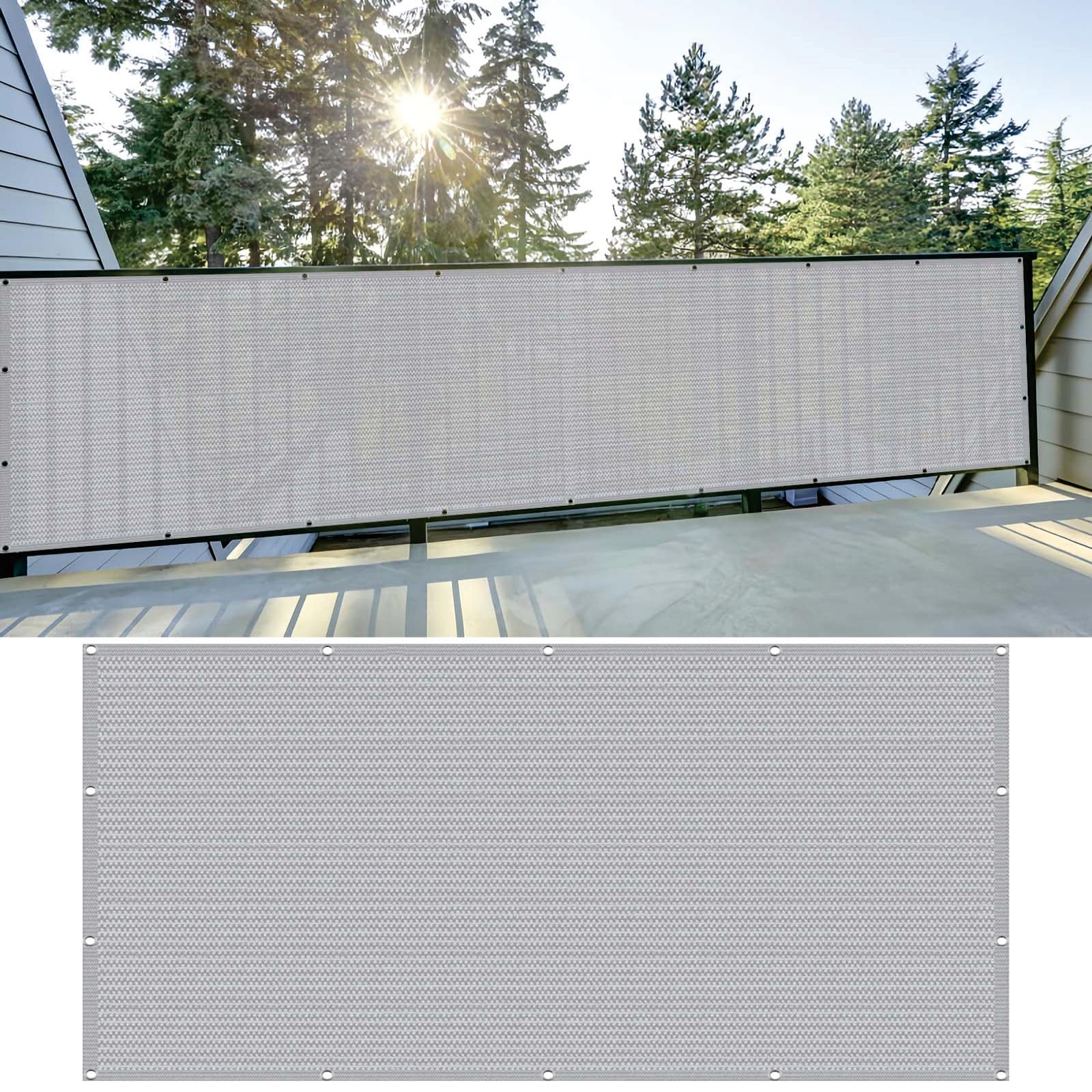 Brise vue pour balcon et jardin en maille gris clair pour des déjeuners à l'abri du vent