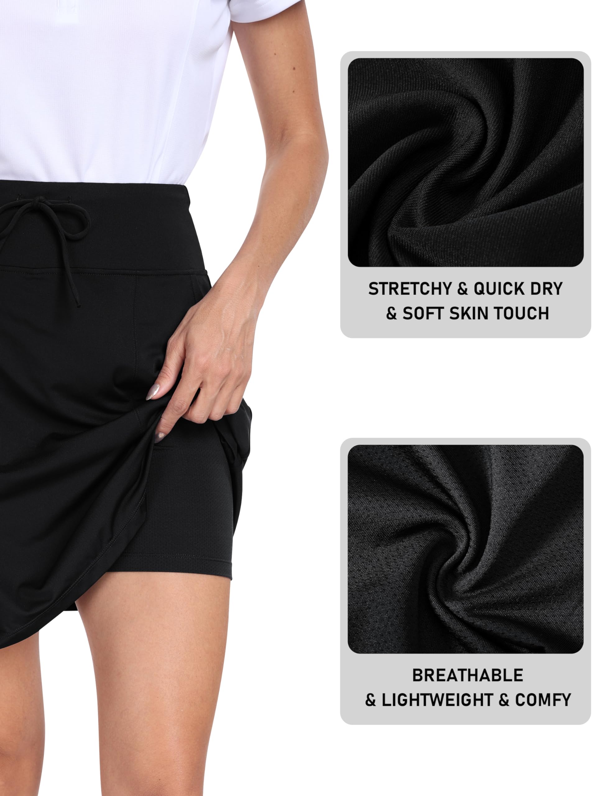MoFiz Falda de Tenis para Mujer Falda de Golf con pantalón Interiores,hasta la Rodilla,Cintura Alta,para Tenis,Golf Deportes de Verano