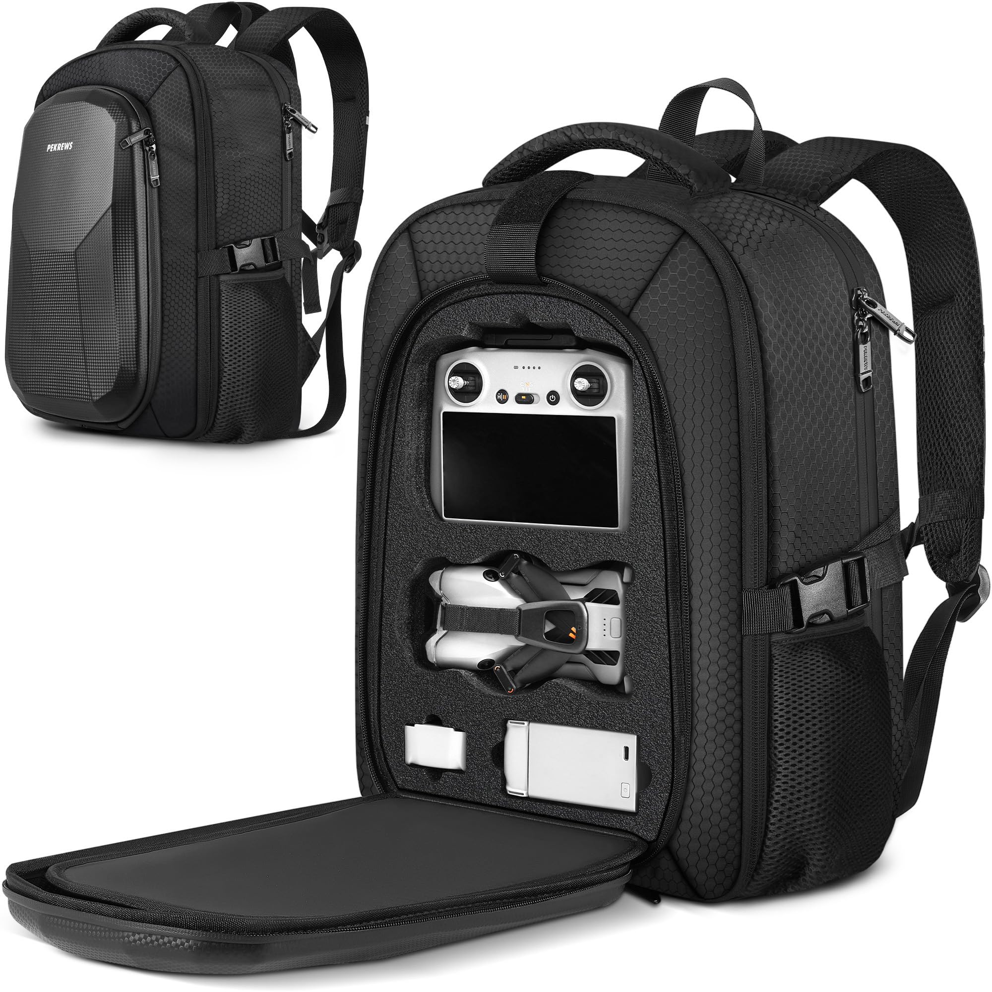 PEKREWS Zaino per Mini 5 Pro, Zaino Grande Capacità per DJI Mini 5 Pro, RC 2/RC-N3, Compatibile Con Laptop 15,6 Pollici, Custodia Rigida Idrorepellente per Accessori Fly More Combo
