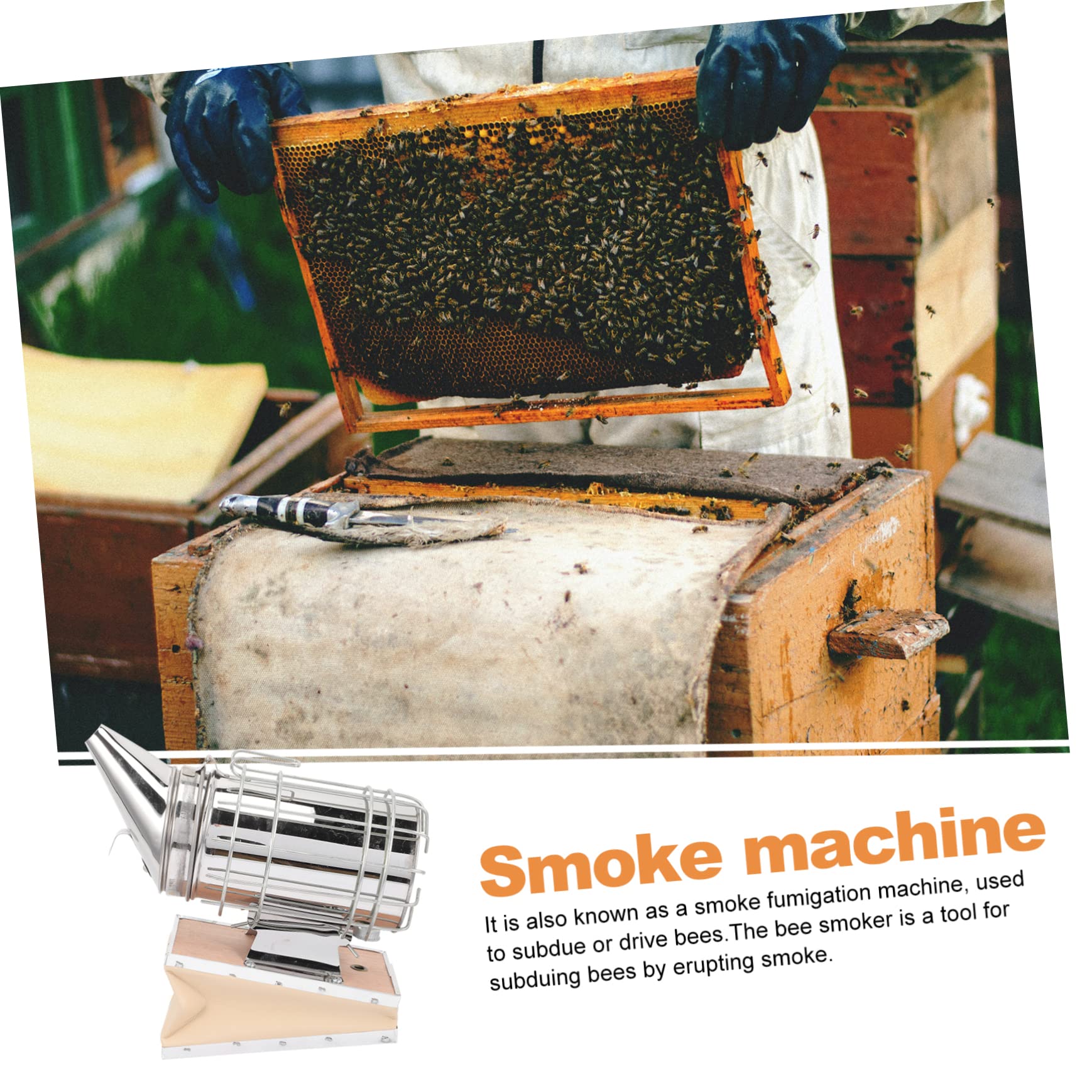 Toyvian Ahumador para Apicultura, Acero Inoxidable y PU, Herramienta para Enjambres de Abejas, Adecuado para Extraer Néctar y Unir Colonias