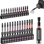 Geinxurn 26Pcs 2” 3” Impact Phillipes/Torx/Square/Slotted Screwdriver Bits Set,Magnetic S2 Steel Driver Bits Set and 1pc Impact Bit Holder with Color Coded Base