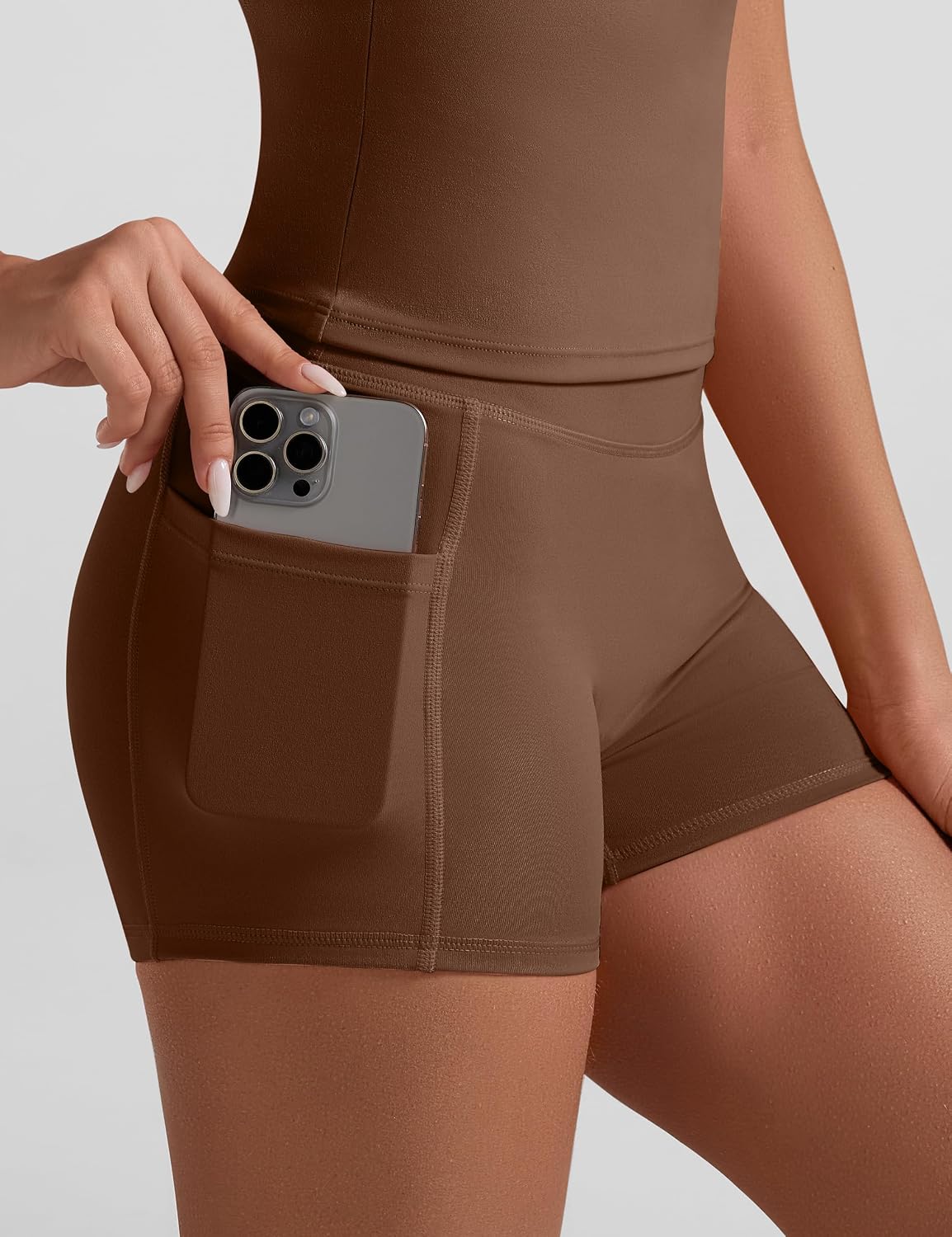 Relety Womens Two Piece Workout Sets Short Sleeve T-Shirt High Waist Scrunch Butt Booty Shorts Slim Fit Pockets Yoga Outfits