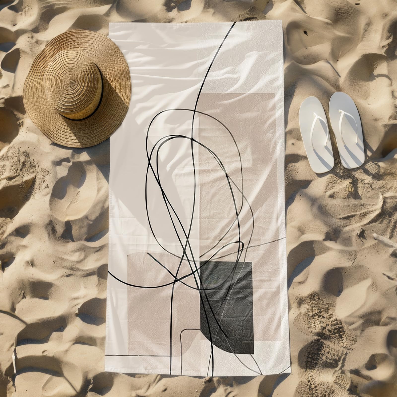 Genérico Toalla Playa 90X180 Graffiti Beige