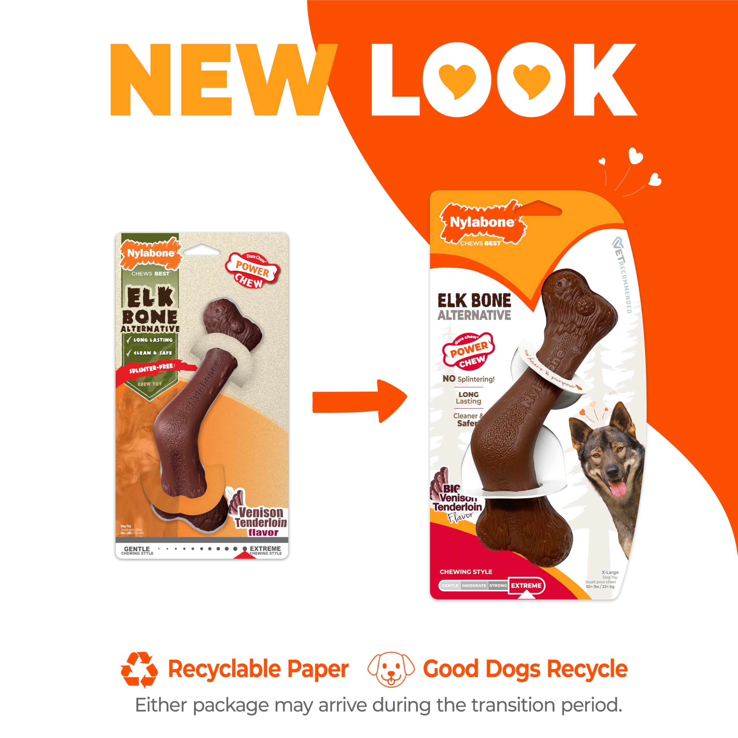 Nylabone Power Chew Elchknochen Alternative Kauspielzeug für Hunde – Hundespielzeug für Aggressive Kauer – Wildfilet, X-Large/Souper (1 Stück)