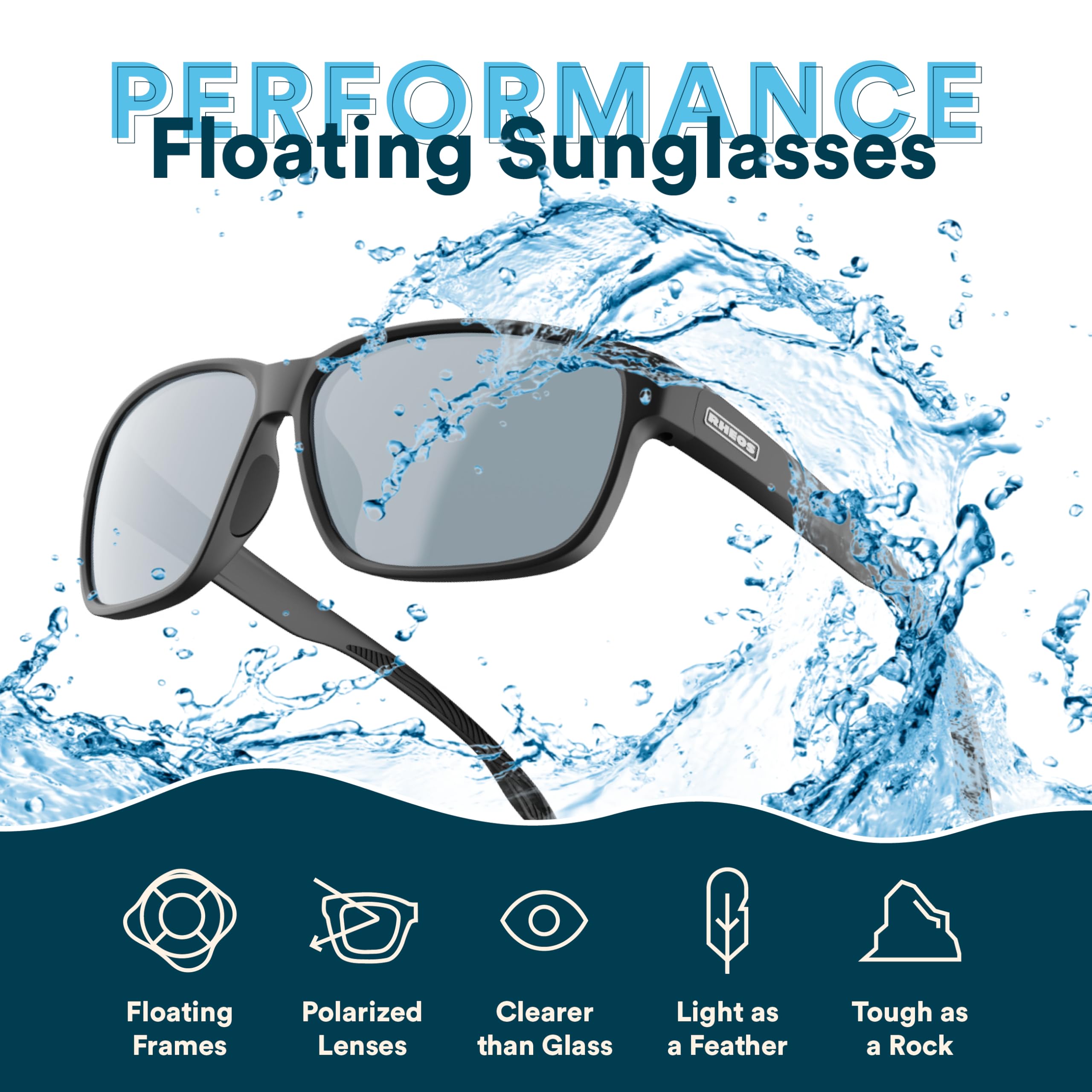 Rheos Edgewater - Gafas de sol polarizadas flotantes, 100 % protección UV, para navegación y pesca, para deportes acuáticos, antirreflejos, para hombre y mujer, Gunmetal | Caddie Slate, Talla única