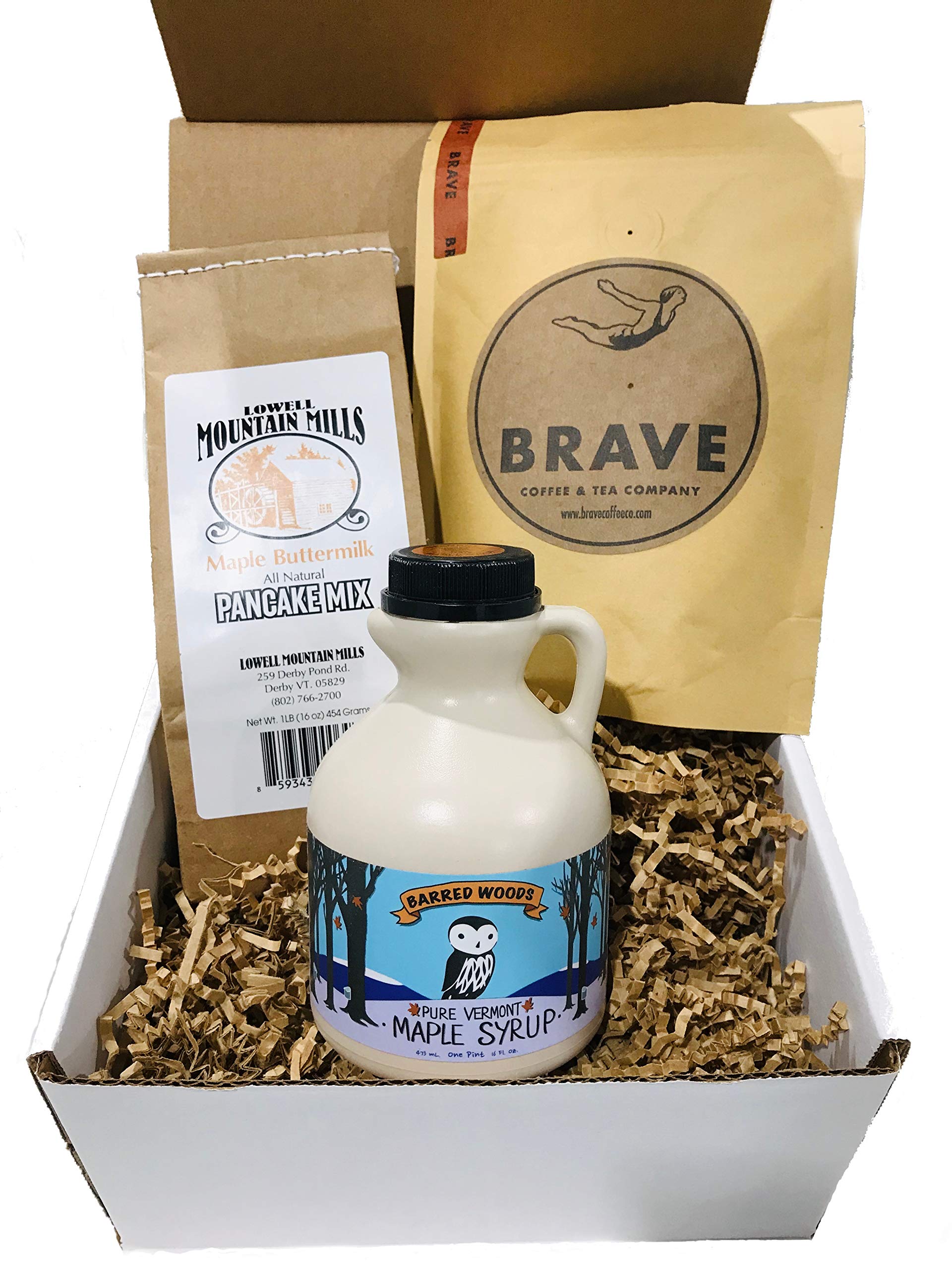 Vermont Breakfast Gift Box with Maple Syrup, Pancake Mix, and Handcrafted Coffee