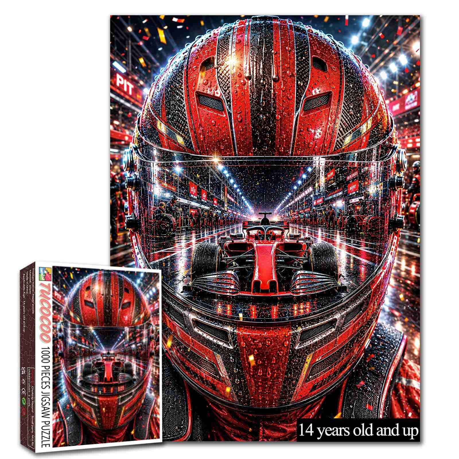 Racing Helmet Puzzle Racing Car Puzzle for Adults Formula Inspired Wall Art