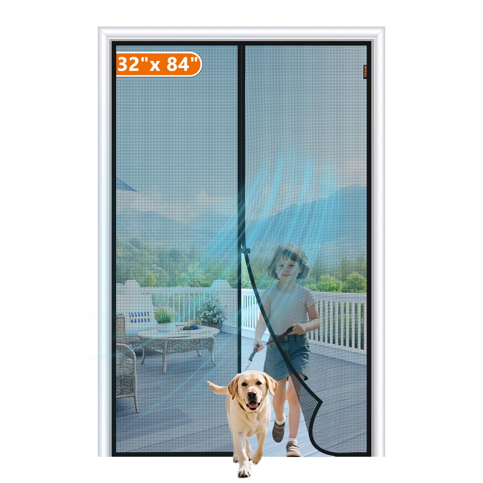 MAGZO Screen Door Magnet, 38 x 82, Durable Fiberglass Mesh with Full Frame Hook&Loop for Entry Doors, Max-Black — Amazon image 16