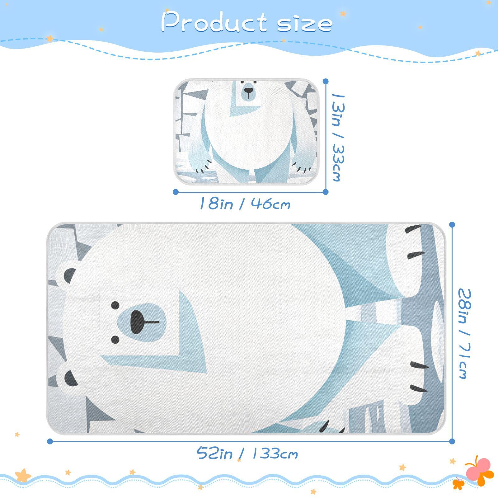 Cute Cartoon White Polar Bears Cooling Baby Mattress Protector 28