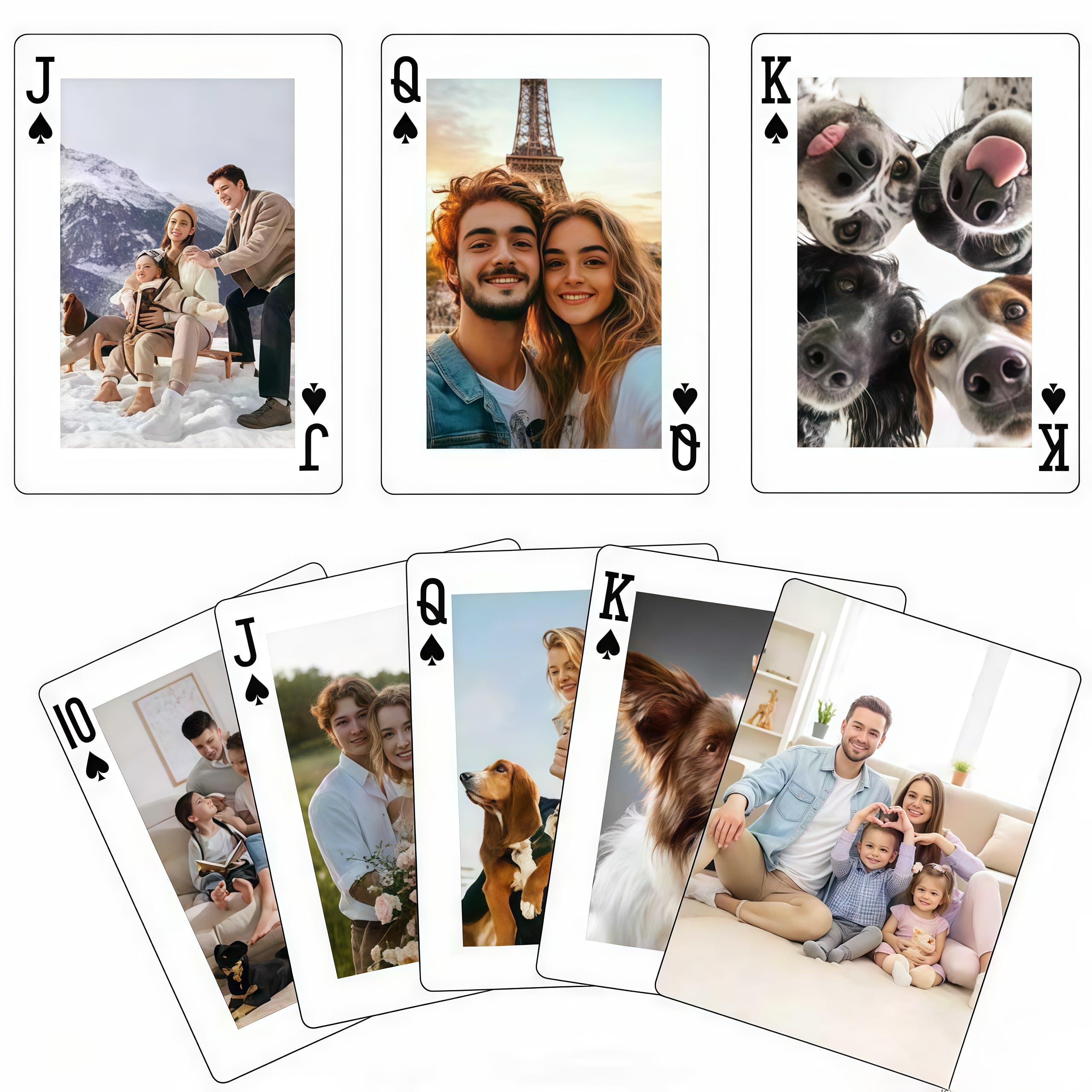 Quilia Personalised Playing Cards with Photos | Custom Standard Poker Decks with Picture| Suit for Christmas, Valentine's Day, Birthday | Gifts for Couples, Family & Friends (Style 1（1 Photo）)