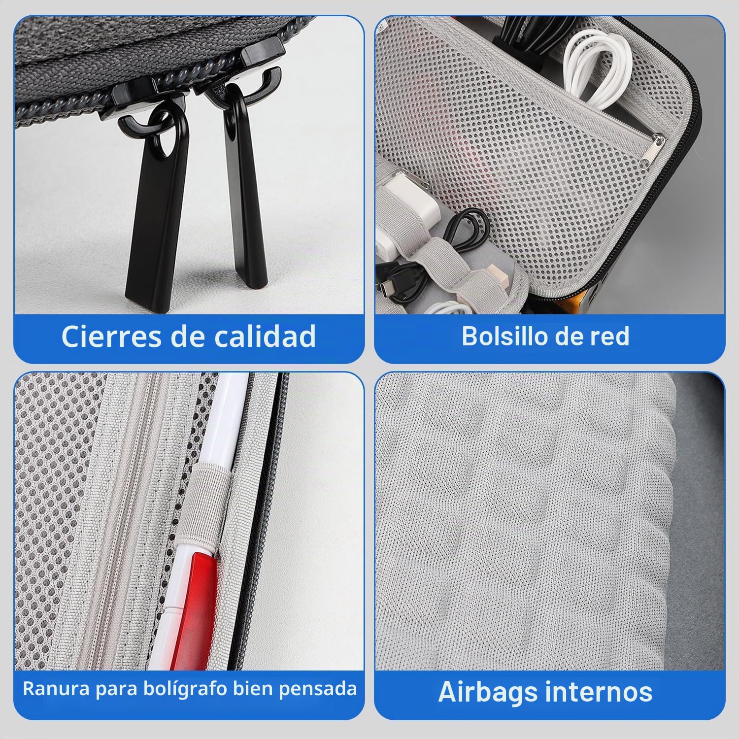 Teskyer Organizador Cables Viaje, Carcasa Rígida, Impermeable, Mejor Protección, Gran Capacidad, Portátil, Viajes Accesorios, 14 x 22 x 6,5 cm, Negro
