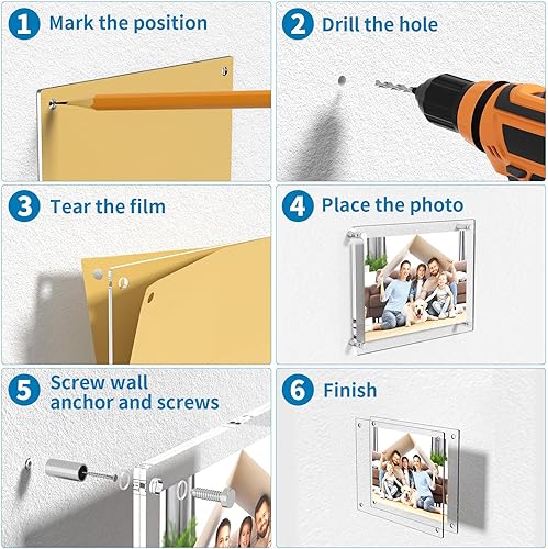 Miniatura 3 de AITEE Paquete de 4 marcos de fotos acrílicos de 8.5 x 11 pulgadas, marcos de fotos transparentes para pared, modernos marcos de fotos sin marco,