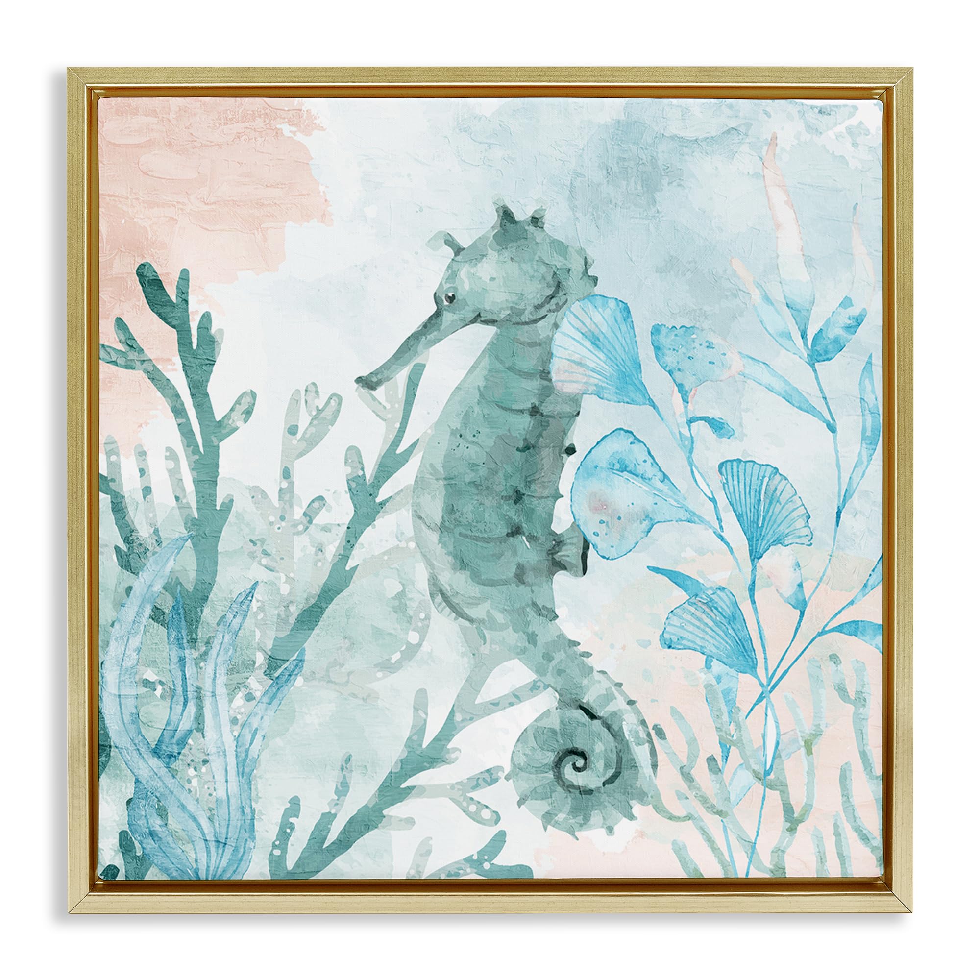 Seahorse Sea Swim Coastal Marine, 17 x 17 Inch Canvas in Floater Frame
