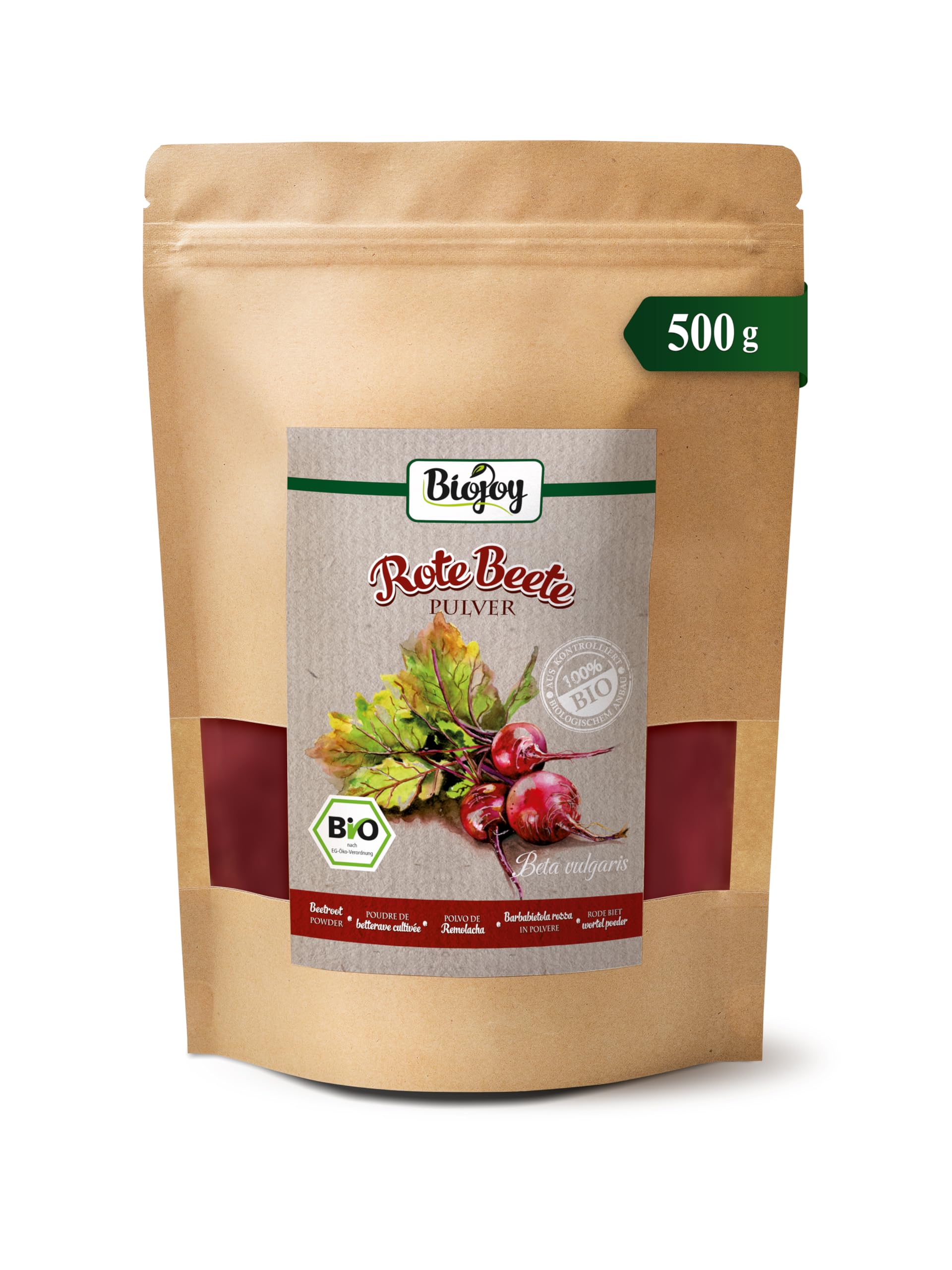 Biojoy BIO-Rote Beete Pulver (500 g), roh, Rote Beete gemahlen (Beta vulgaris)