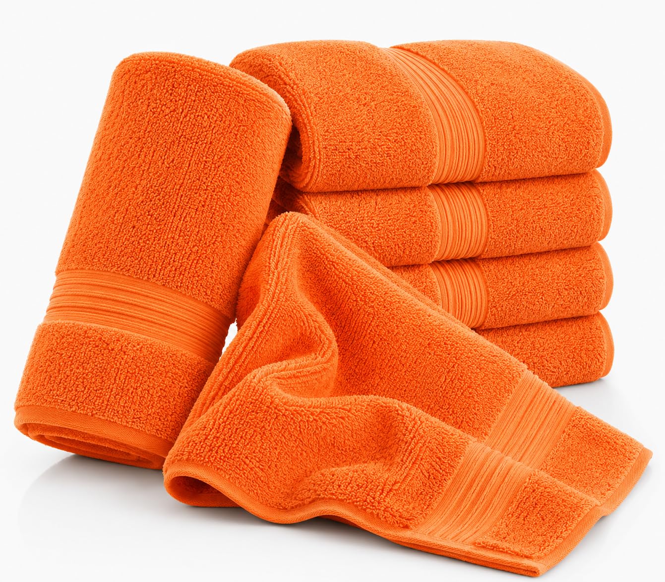 Nod Off Luxury 100% Egyptian Ring Spun Cotton Towels 600GSM | Super Soft Highly Absorbent Hotel Quality | Face Towel 30x30cm | Orange | Pack of 2