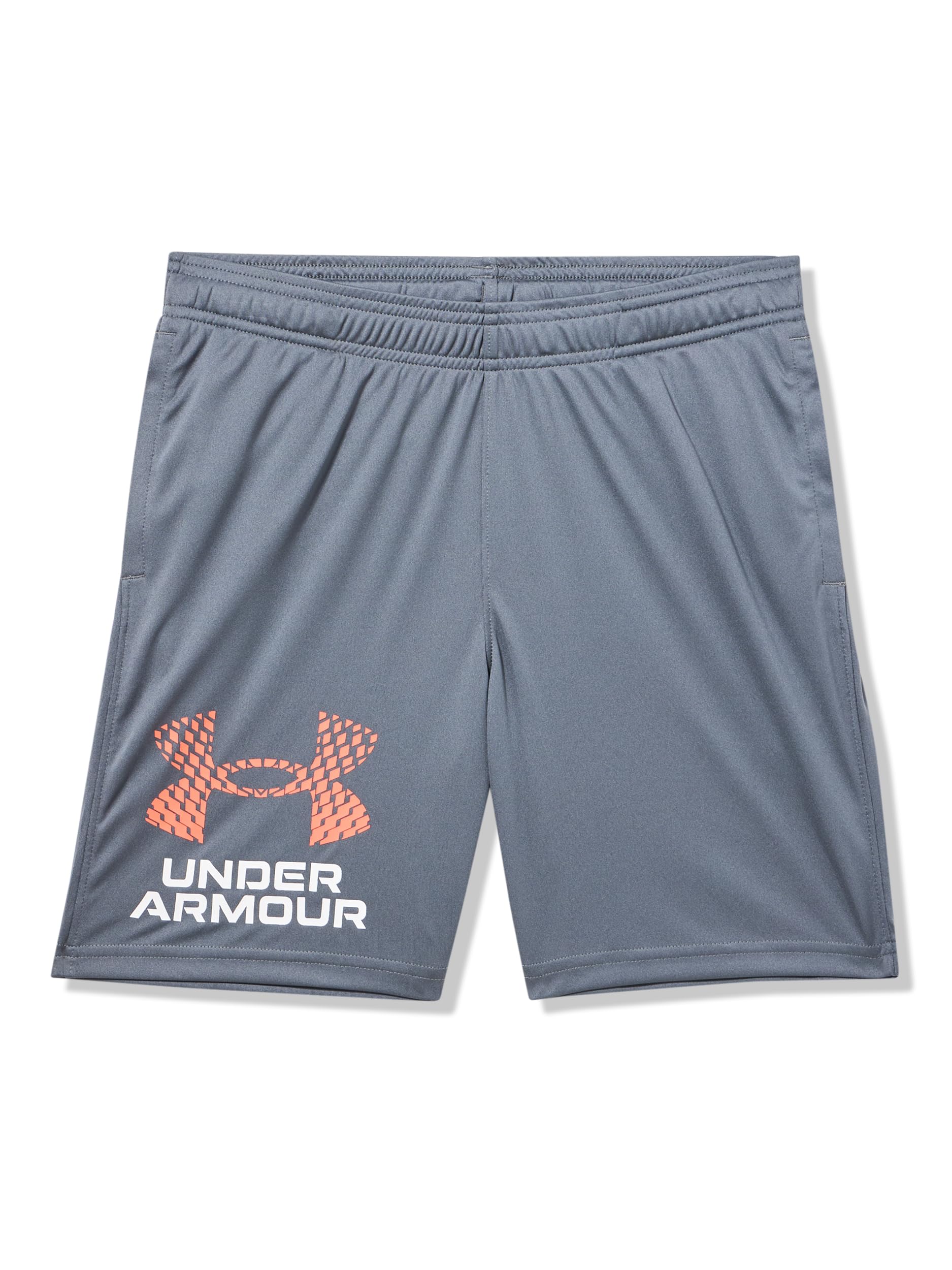 Under Armour Boys Tech Logo Shorts 025 Castlerock White Fire X-Large Plus