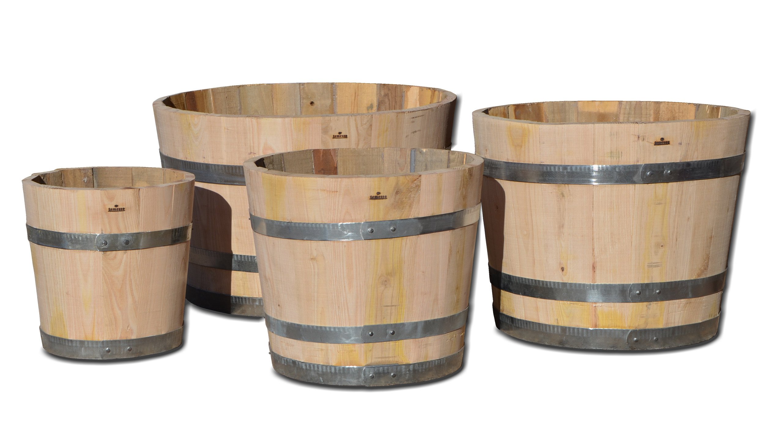 Temesso Blumentopf, Blumenkübel aus Kastanien-Holz - Fass, Holzfass Fass als Pflanzkübel - Bottich, Holzkübel (D40 H35 cm)