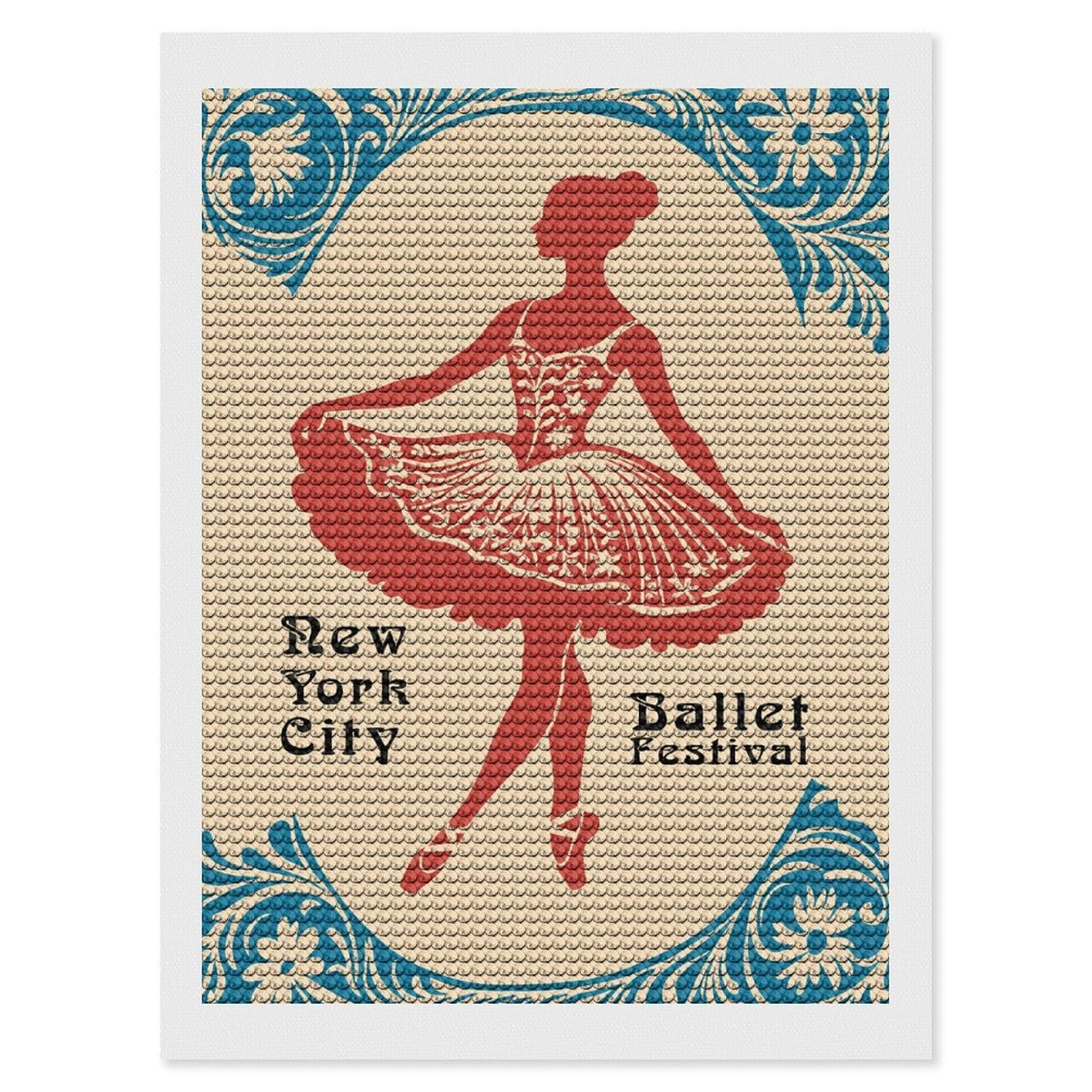 Junmoney New York City Ballet Festival Diamond Art Canvas 12"x16", Easy Handmade Project, Complete Accessories, Bedroom Decor, Birthday Gift
