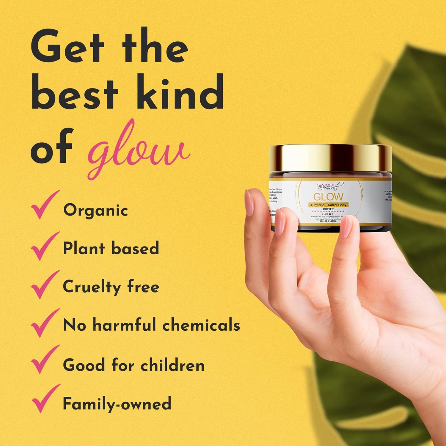Turmeric + Carrot Seed Oil Whipped Body Butter, Brightening Skin Care Cream, Turmeric Cream with Manuka Honey & Shea Body Butter, 4 oz