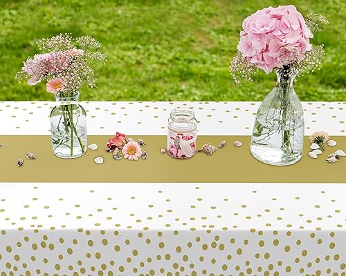 Miniatura 5 de Oudain 6 manteles para fiestas, manteles de plástico con lunares impresos, impermeables, desechables, rectangulares, para cumpleaños, bodas, fiestas