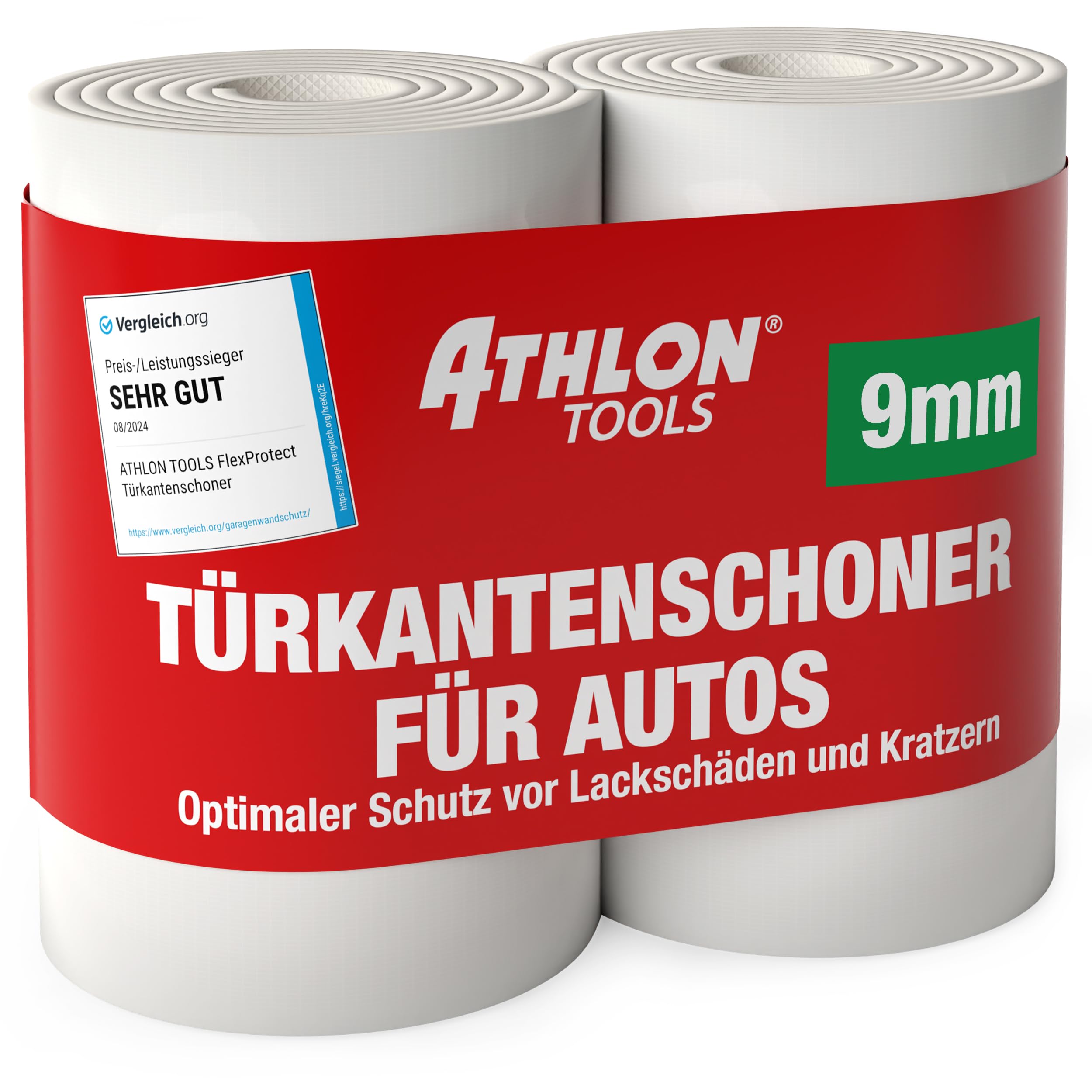 ATHLON TOOLS 2X Auto-Türkantenschutz FlexProtect - je 2 m lang - Extra Dicker Türkantenschoner, selbstklebend, wasserabweisend (weiß)
