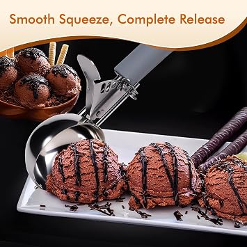 Fayomir 4 OZ Scoop, #8 Disher, Large Ice Cream Scoop with Trigger, Muffin Scoop, Large Cookie Scoops for Baking, Grey Handle, With Trigger for Portion Control