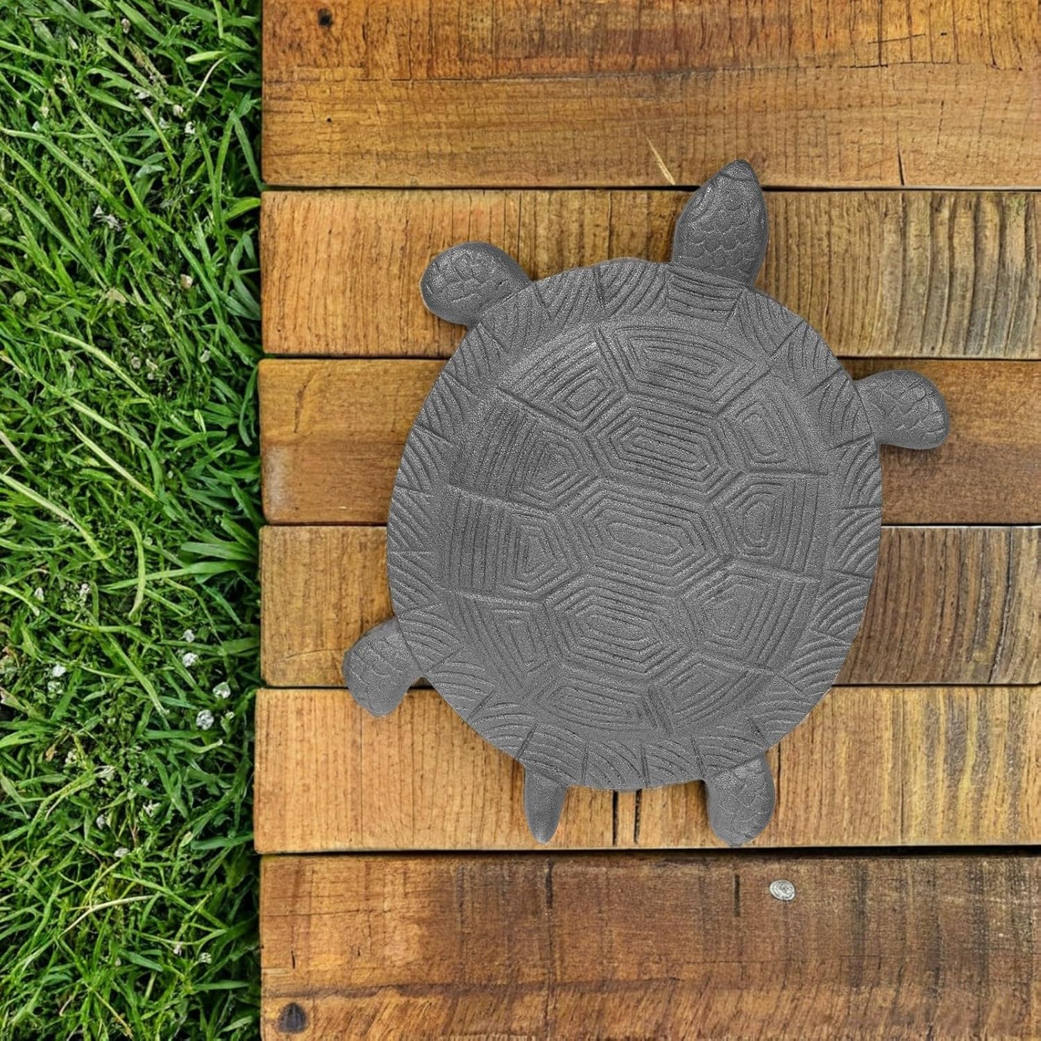 Milisten Cast Iron Turtle Stepping Stone Garden Pathway Decorative Statue Outdoor Patio Yard Landscaping Stone Sculpture
