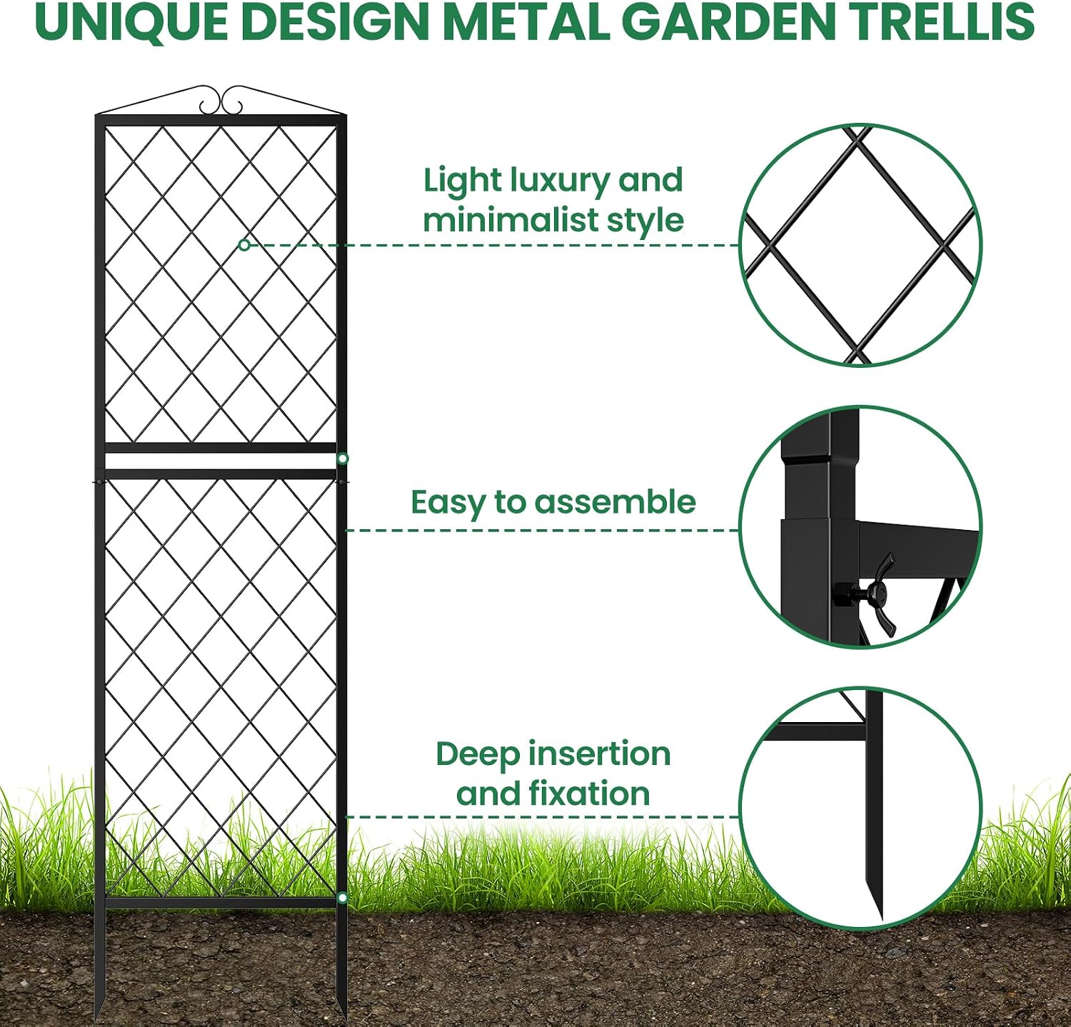 SUNYRISY 2Pack Metal Garden Trellis for Climbing Plants Outdoor, 71x20in Metal Plant Support for Flowers Tomato Cucumber Rose Vegetable Garden Courtyards Lawns Decoration